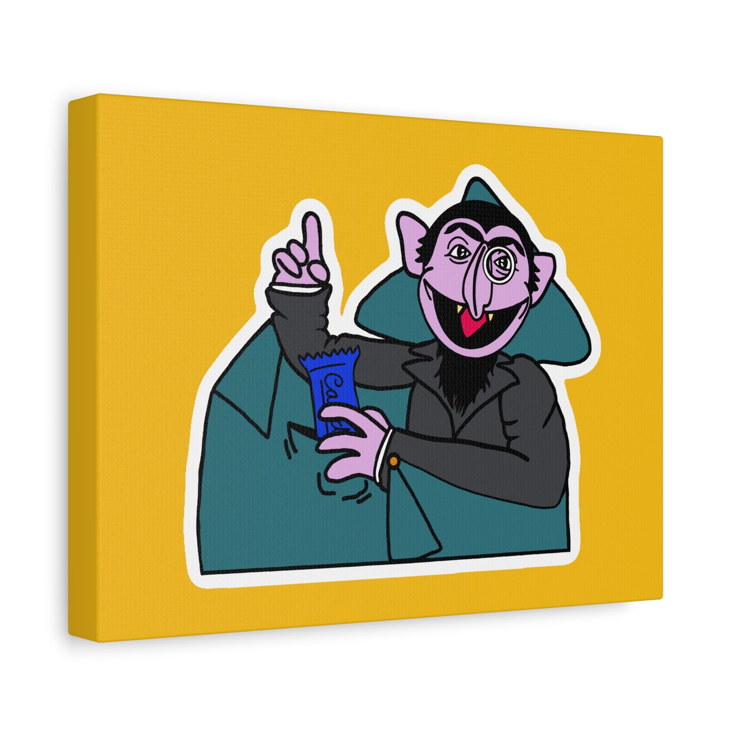 The Count Stealing Candy Canvas Print Yellow - Sesame Street The Count Parody Art