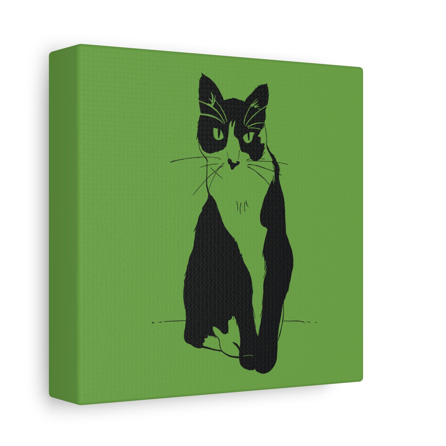 Cat Canvas Print on Green (Transparent Style Cat) - Cat Drawing Art