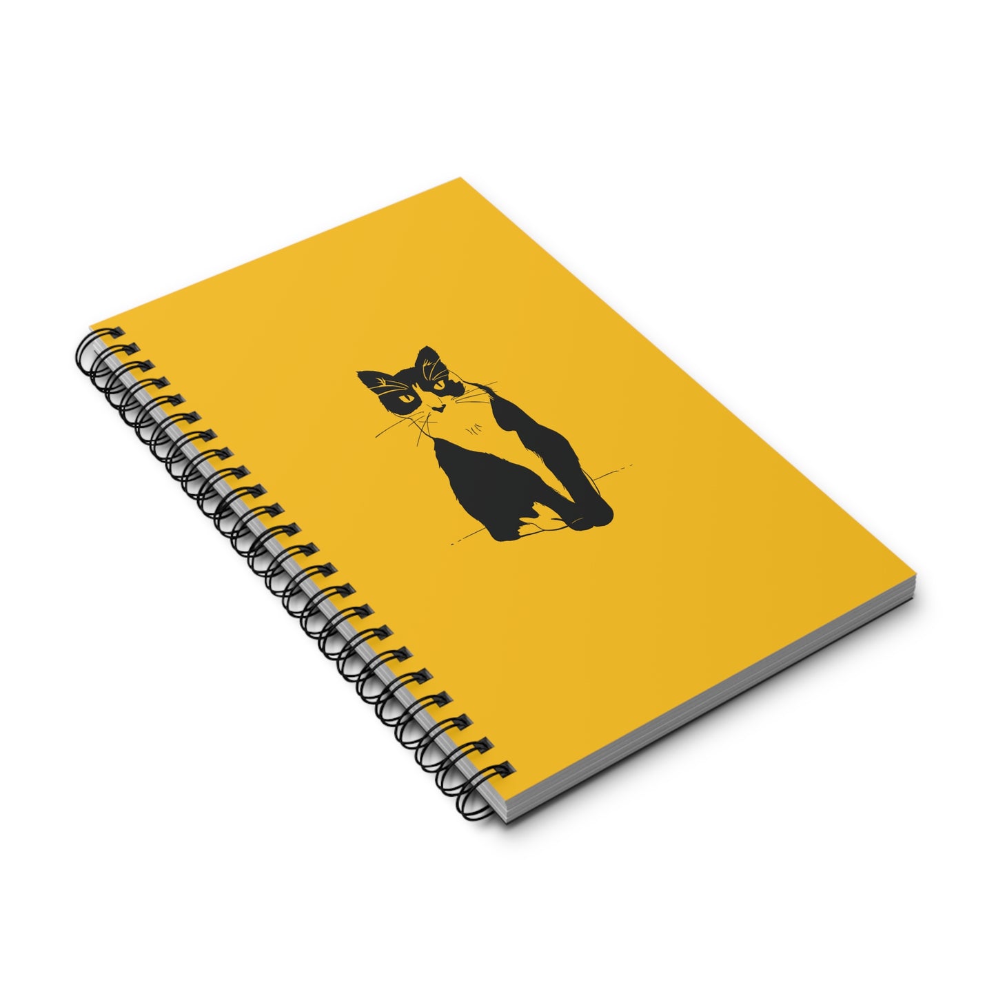Cat Notebook in Yellow (Transparent Style Cat) - Cat Spiral Notebook