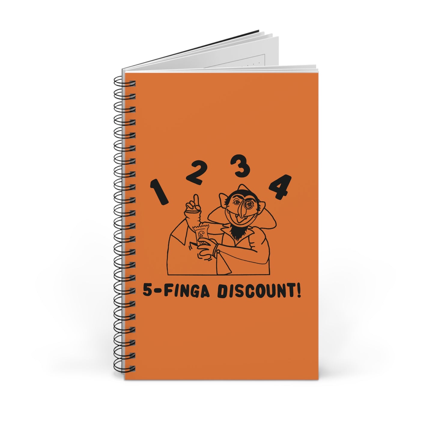 Five Finger Discount Outline Notebook Light Orange - Sesame Street The Count Parody Spiral Notebook