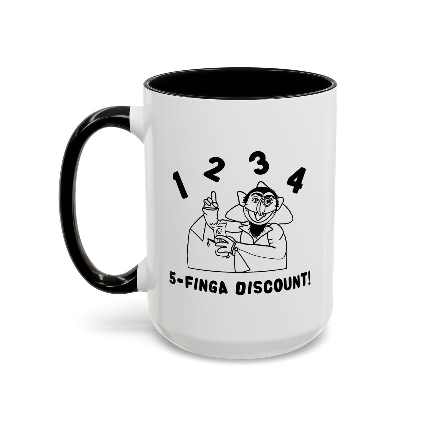 Five Finger Discount Outline Mug - Sesame Street The Count Parody Coffee Mug