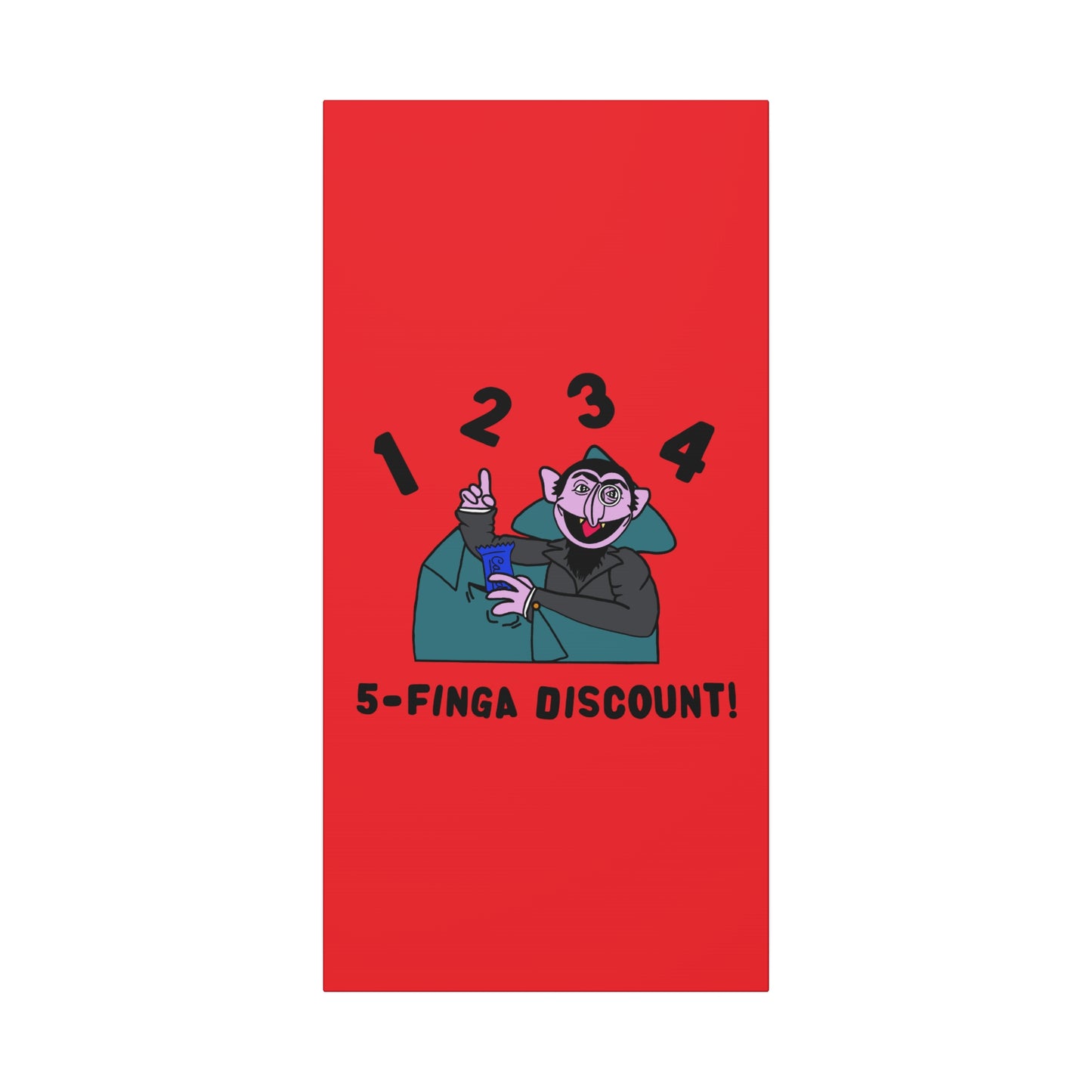Five Finger Discount Canvas Print Red - Sesame Street The Count Parody Art Print