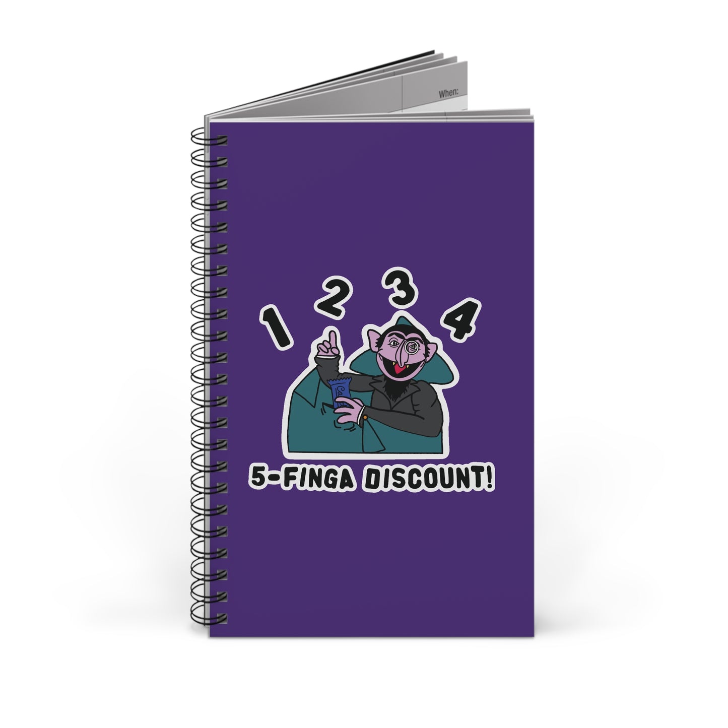 Five Finger Discount Notebook Purple - Sesame Street The Count Parody Spiral Notebook