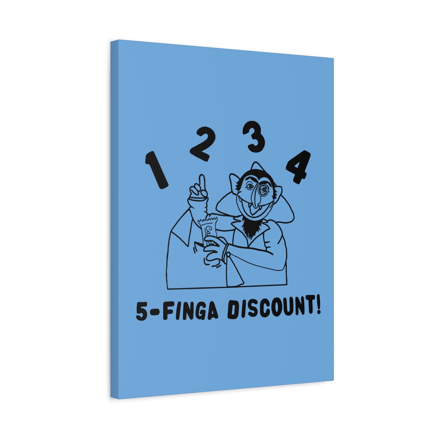 Five Finger Discount Outline Canvas Print Light Blue - Sesame Street The Count Parody Art Print