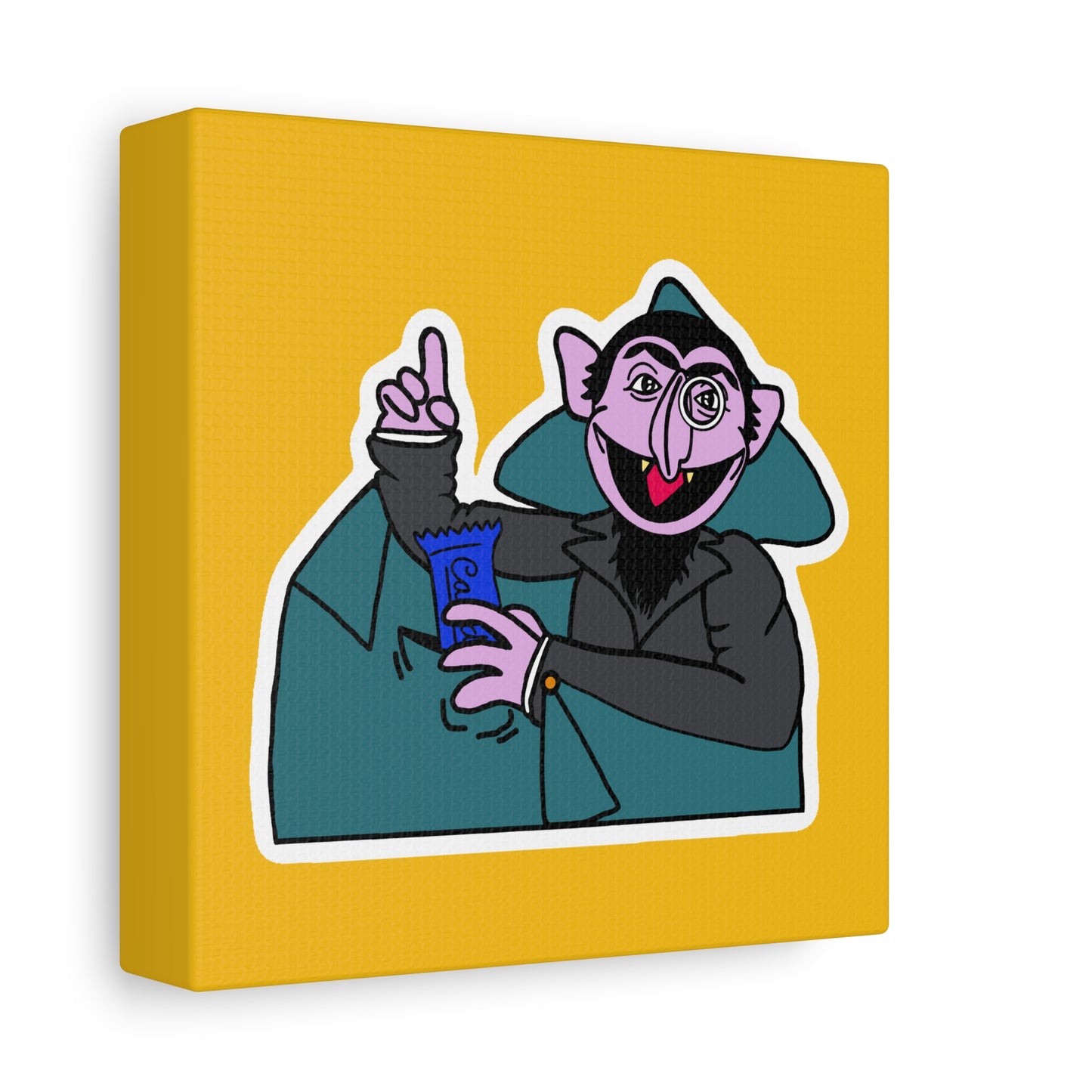 The Count Stealing Candy Canvas Print Yellow - Sesame Street The Count Parody Art