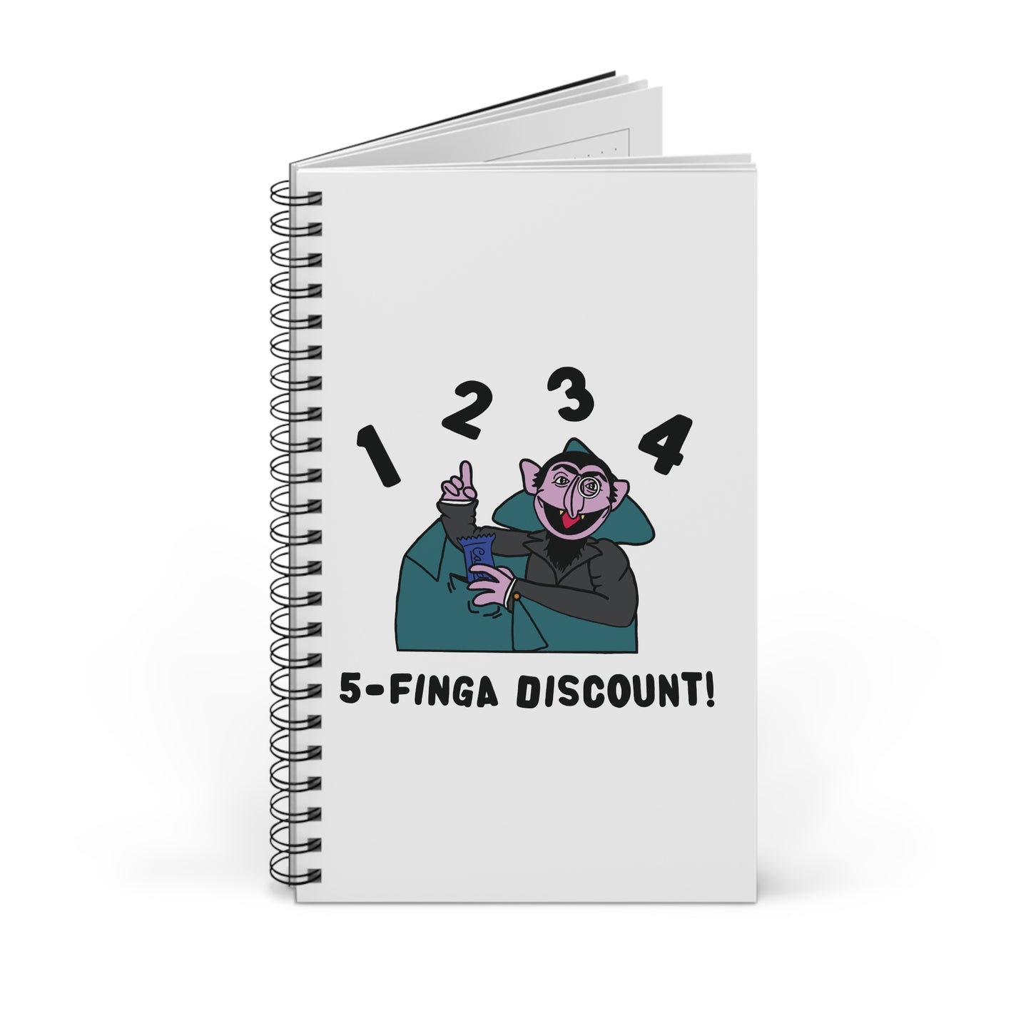 Five Finger Discount Notebook White - Sesame Street Parody The Count Spiral Notebook