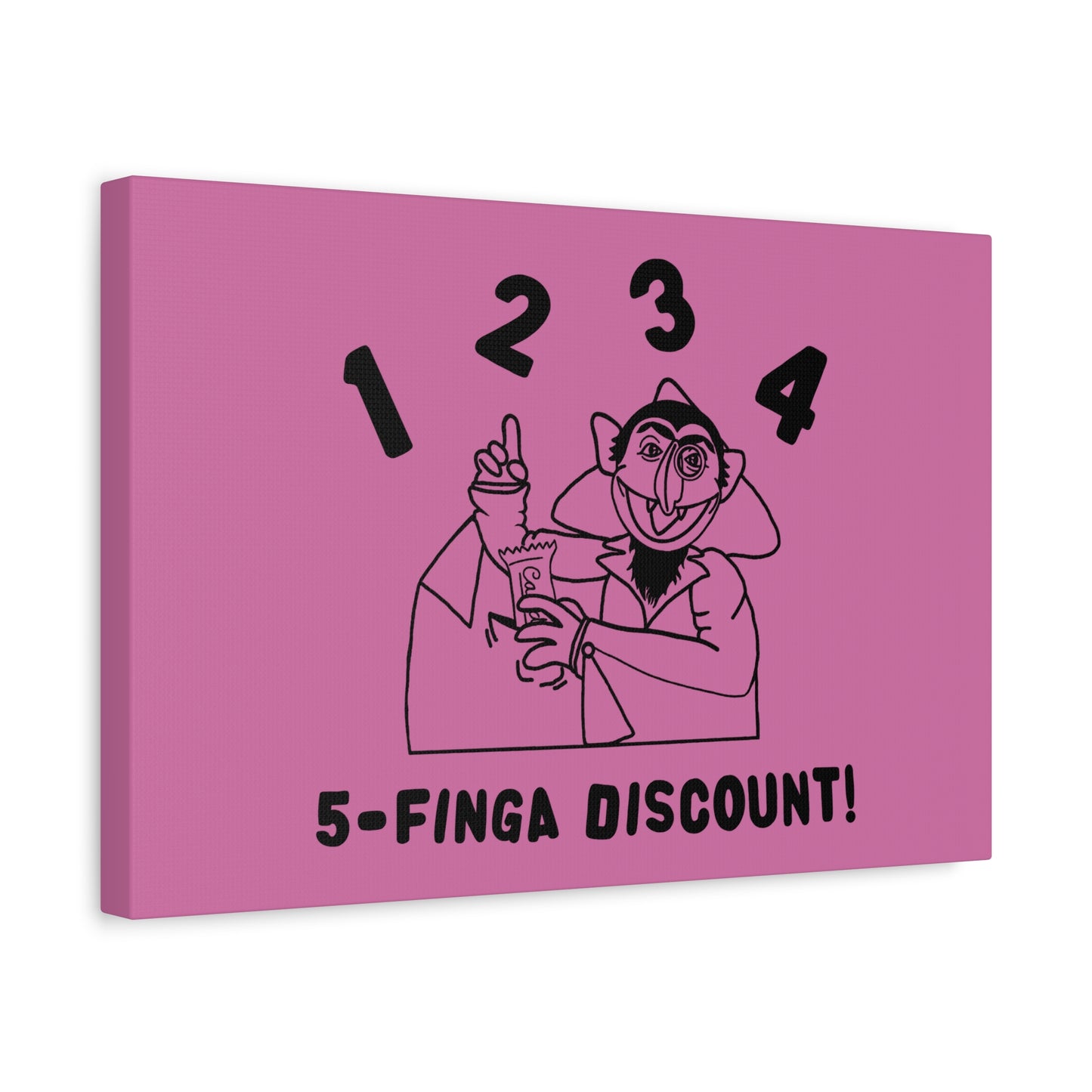 Five Finger Discount Outline Canvas Print Light Pink - Sesame Street The Count Parody Art Print