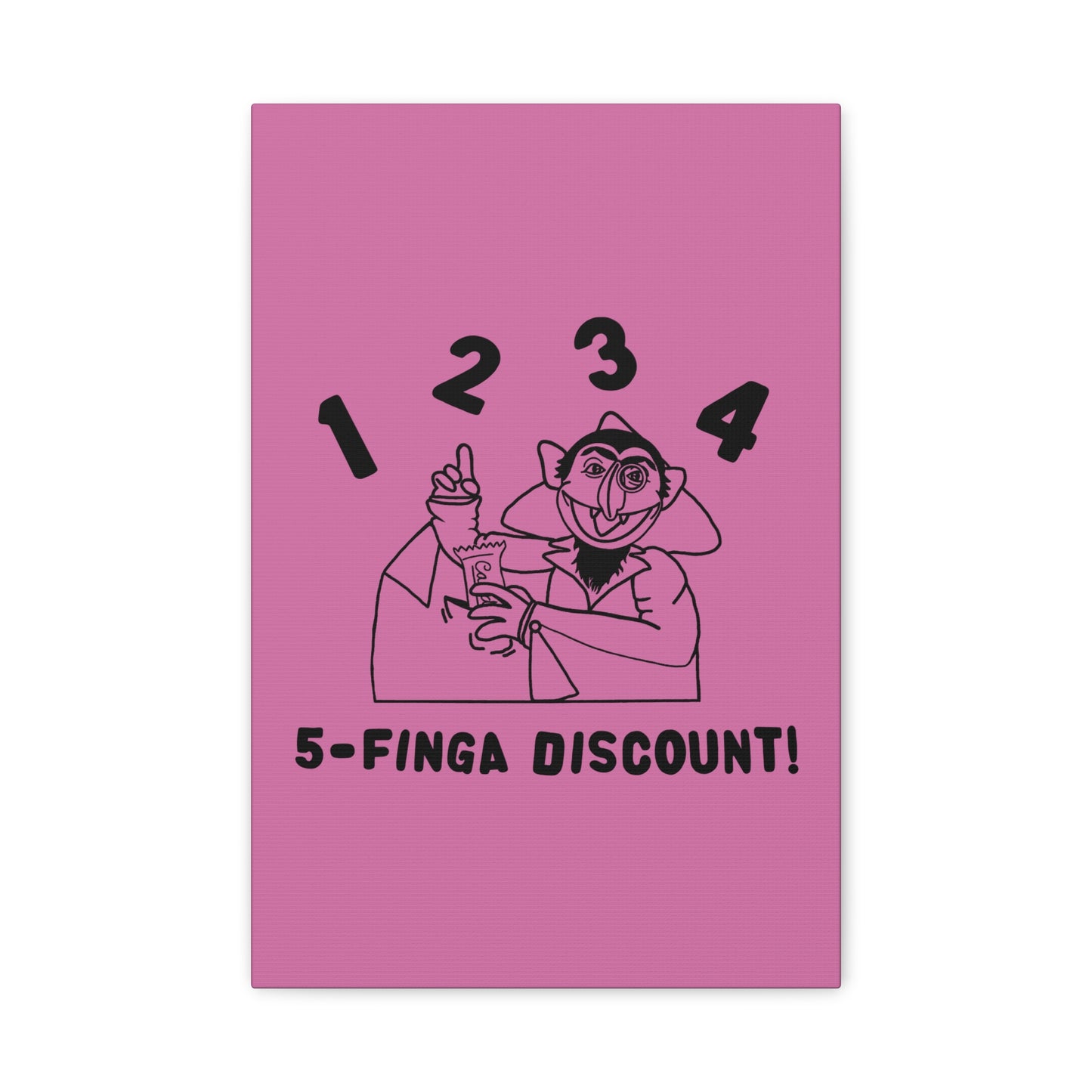 Five Finger Discount Outline Canvas Print Light Pink - Sesame Street The Count Parody Art Print