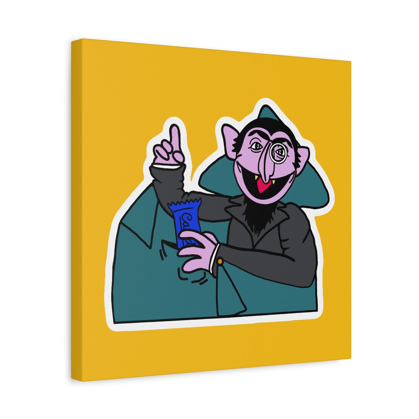 The Count Stealing Candy Canvas Print Yellow - Sesame Street The Count Parody Art