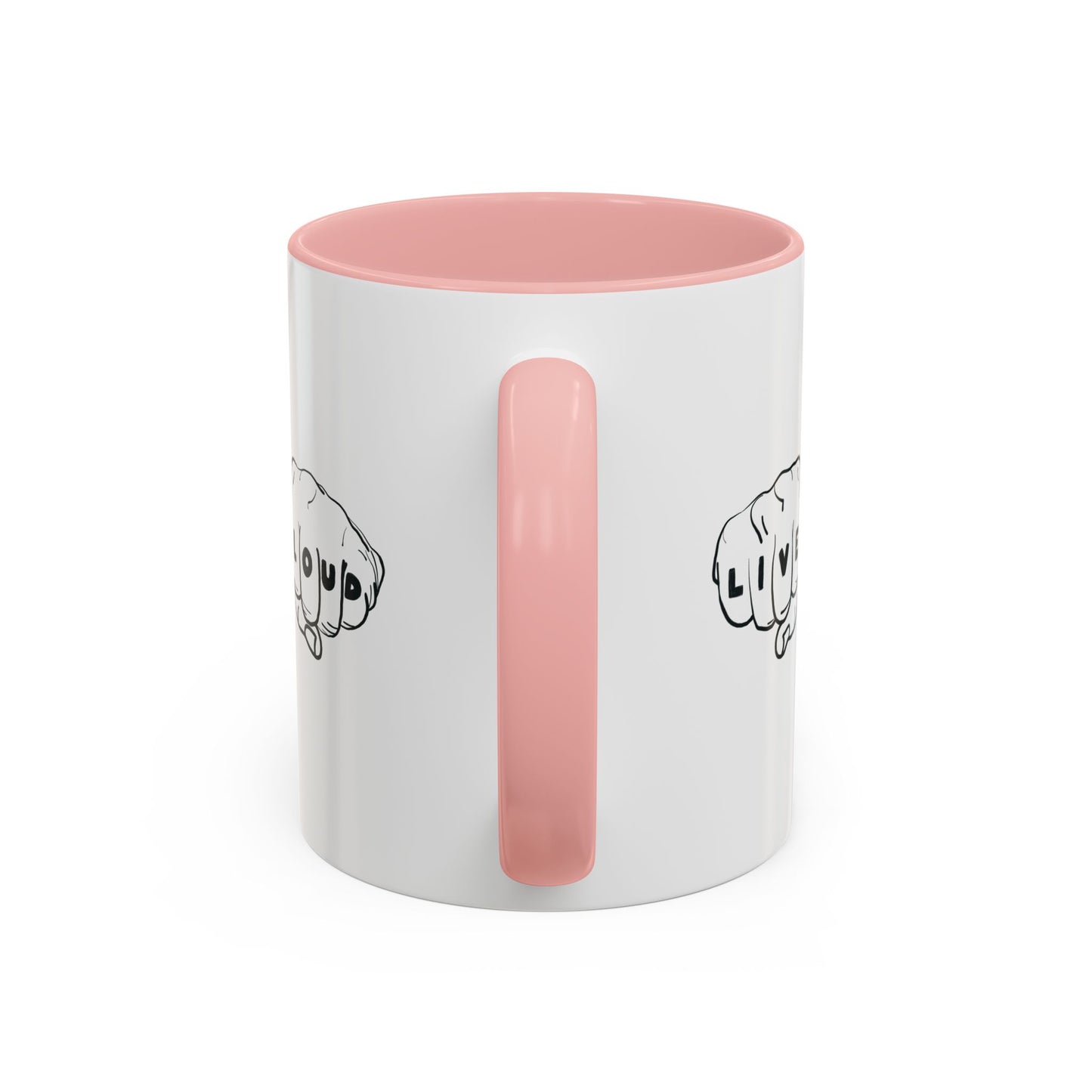 Live Loud Knuckle Tats Tattooed Fists - Four Fists Accent Mug