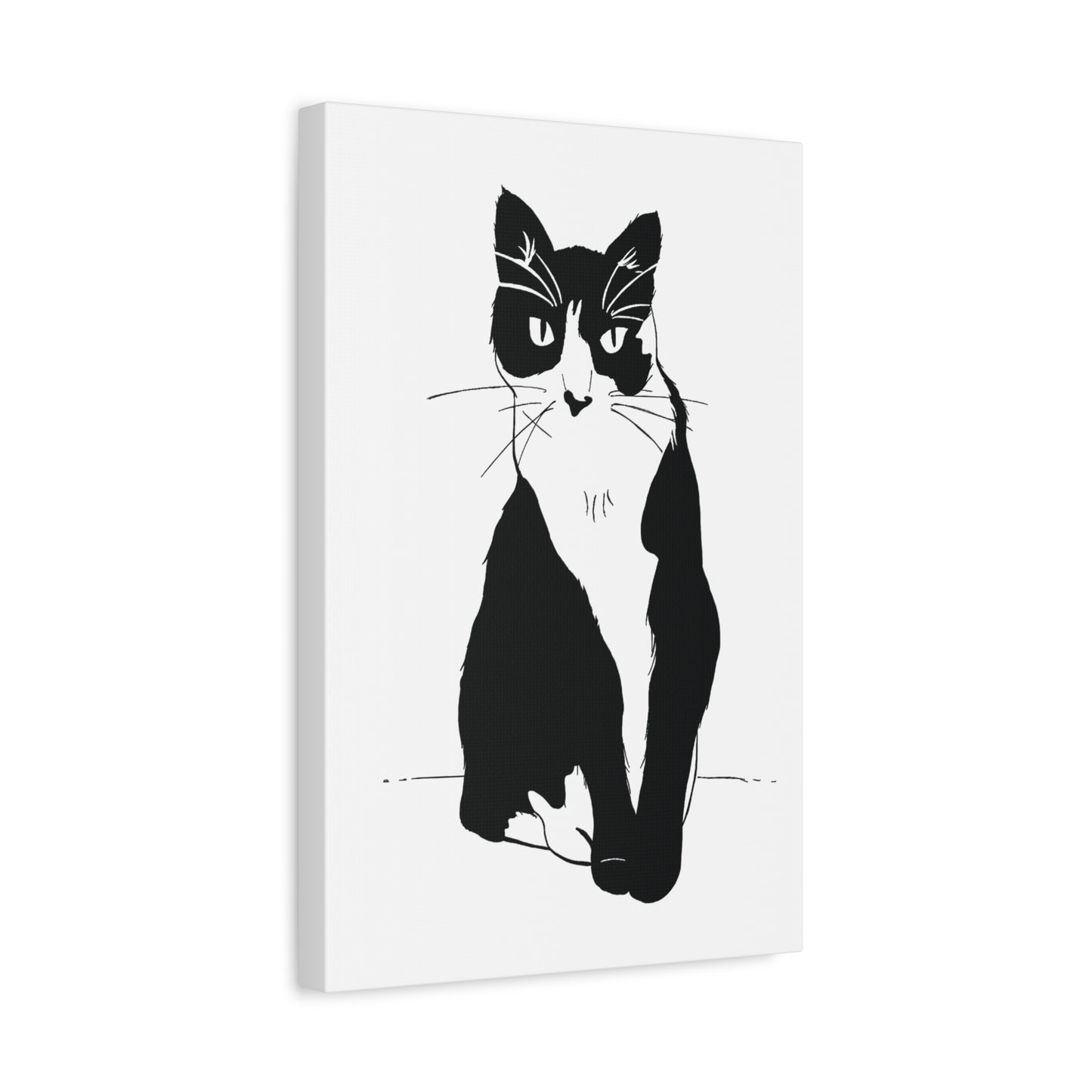 Cat Canvas Print on White (Transparent Style Cat) - Cat Drawing Art