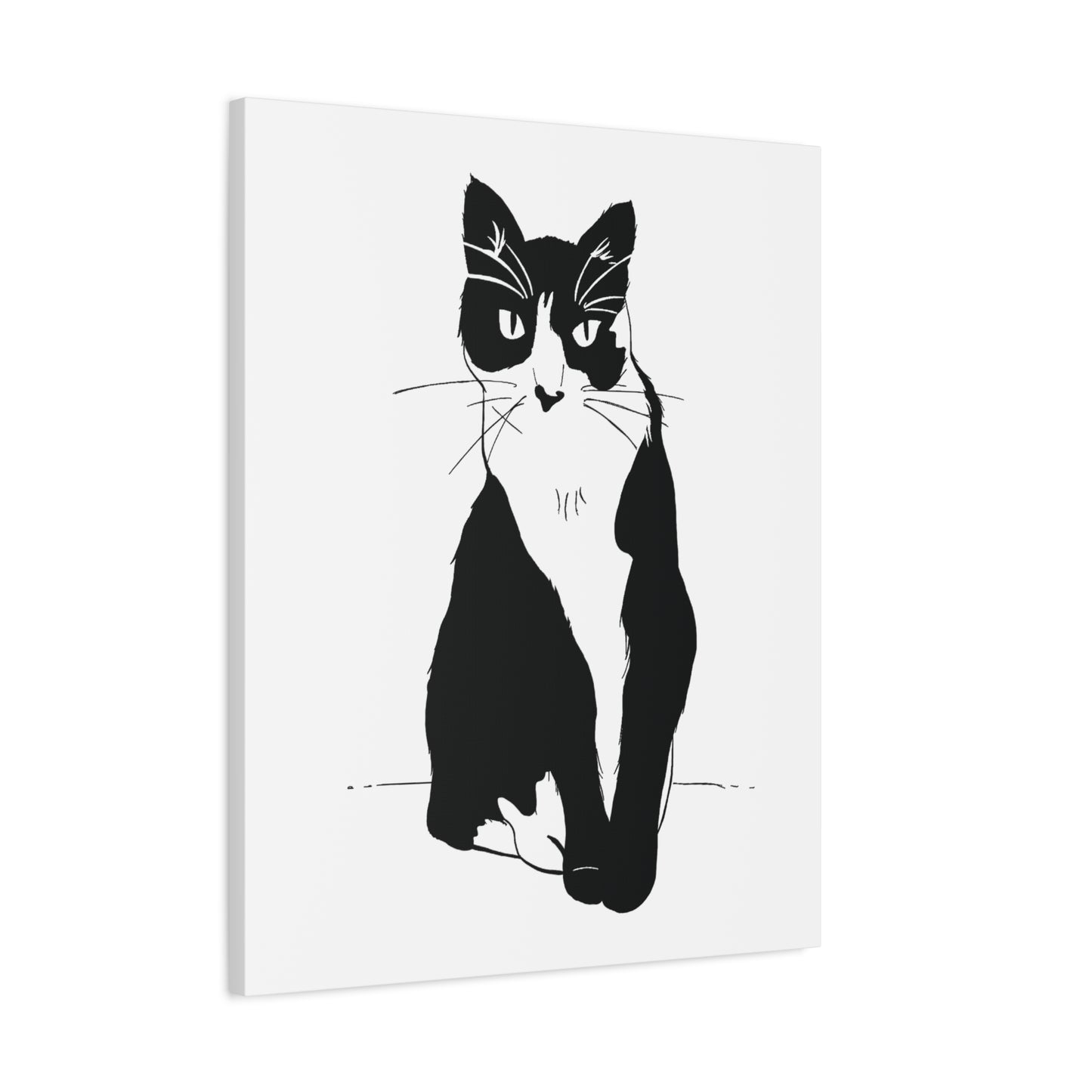 Cat Canvas Print on White (Transparent Style Cat) - Cat Drawing Art