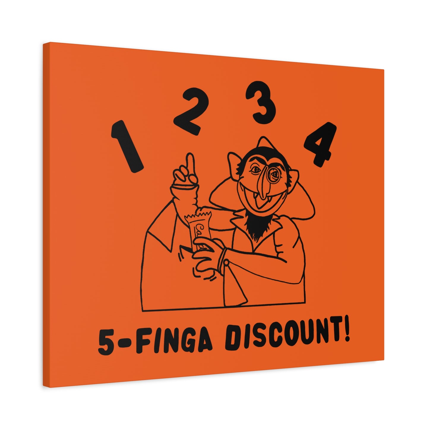 Five Finger Discount Outline Canvas Print Orange - Sesame Street The Count Parody Art Print