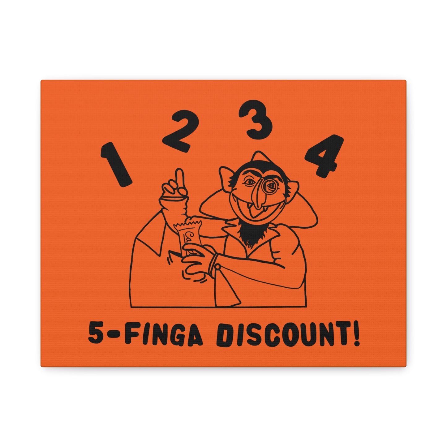 Five Finger Discount Outline Canvas Print Orange - Sesame Street The Count Parody Art Print