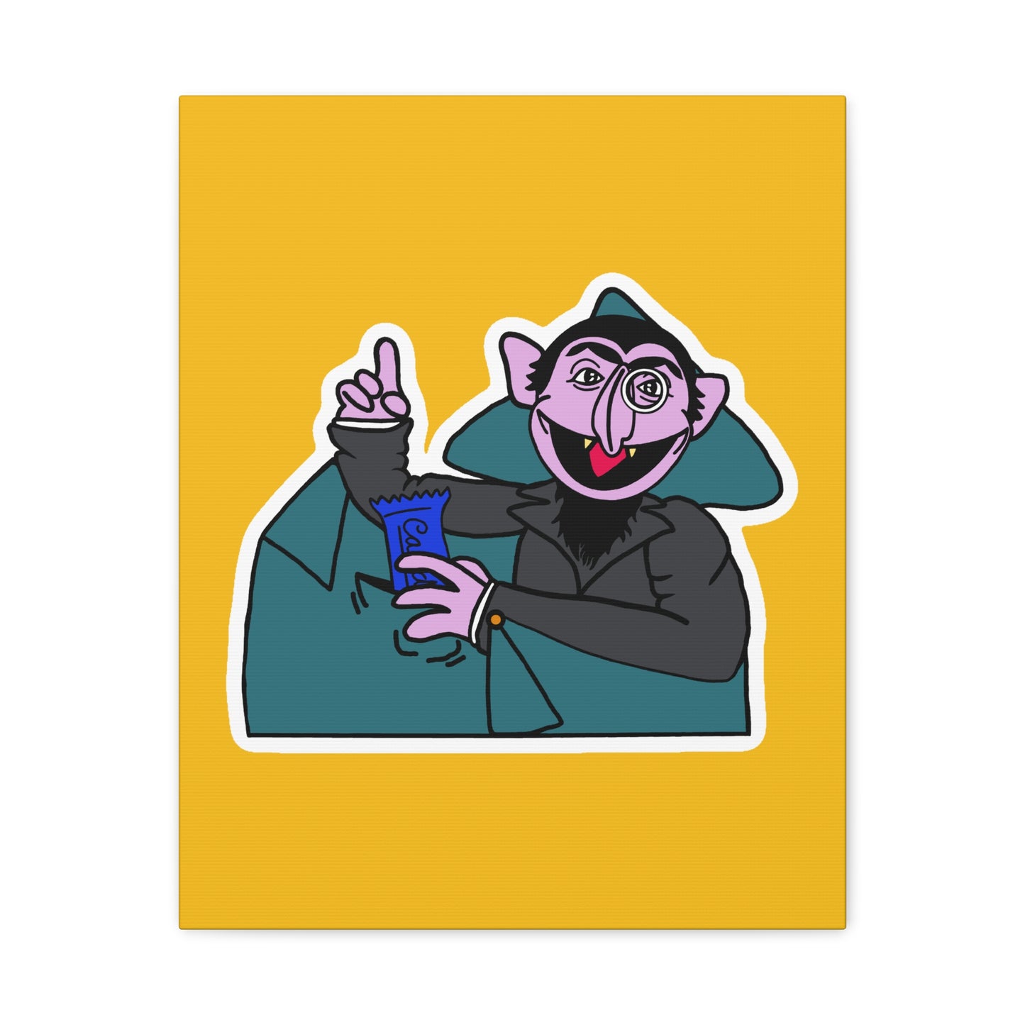 The Count Stealing Candy Canvas Print Yellow - Sesame Street The Count Parody Art