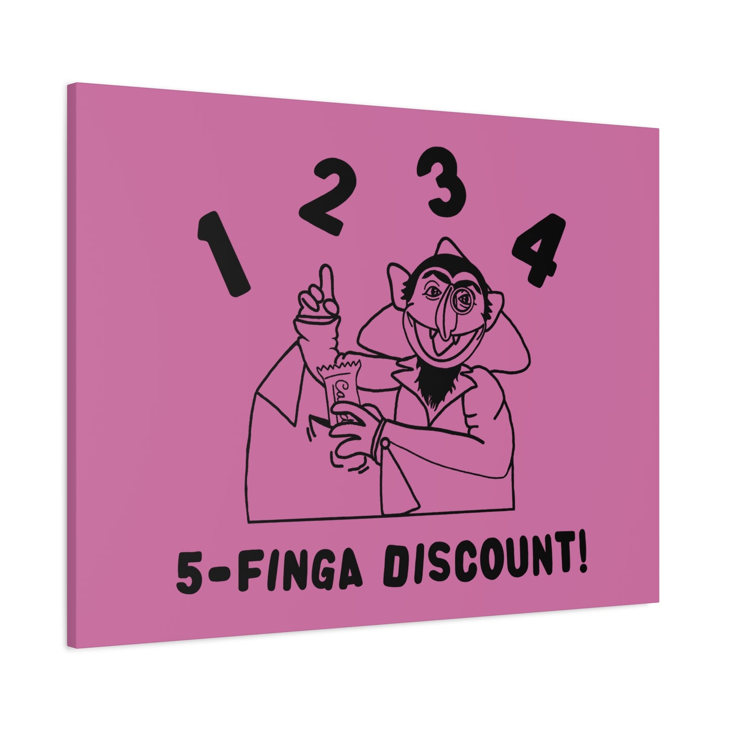 Five Finger Discount Outline Canvas Print Light Pink - Sesame Street The Count Parody Art Print