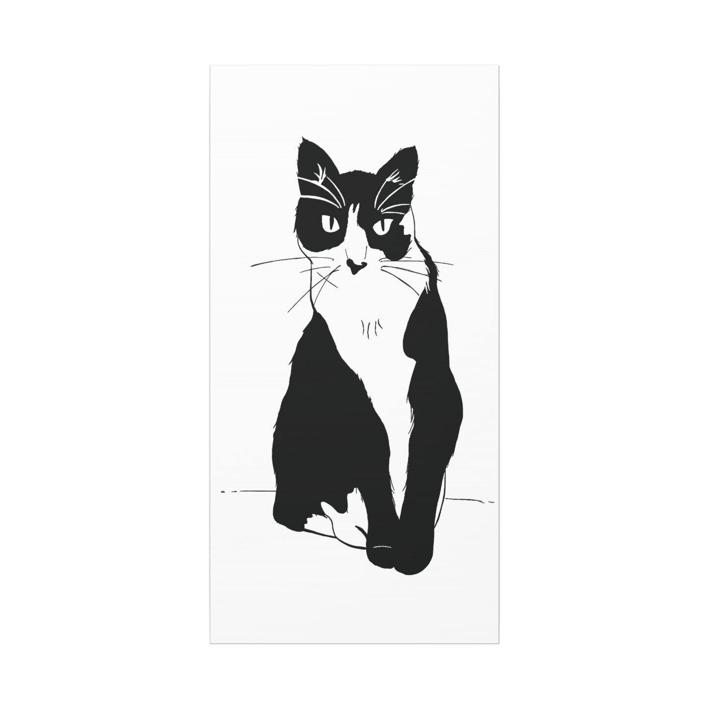 Cat Canvas Print on White (Transparent Style Cat) - Cat Drawing Art