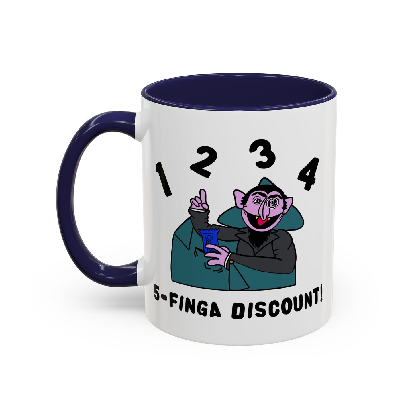 Five Finger Discount Accent Coffee Mug - Sesame Street The Count Parody Coffee Mug
