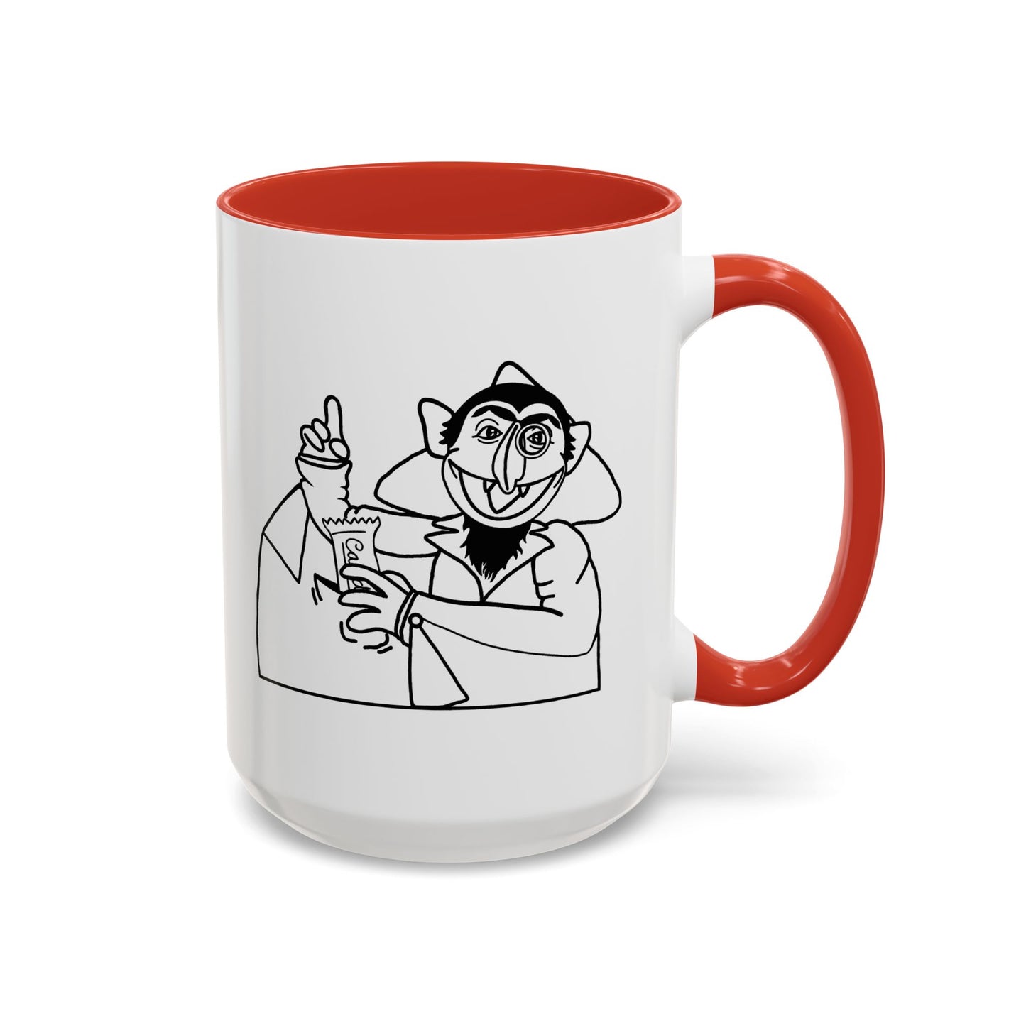 The Count Stealing Candy Outline Accent Mug - Sesame Street The Count Parody Coffee Mug