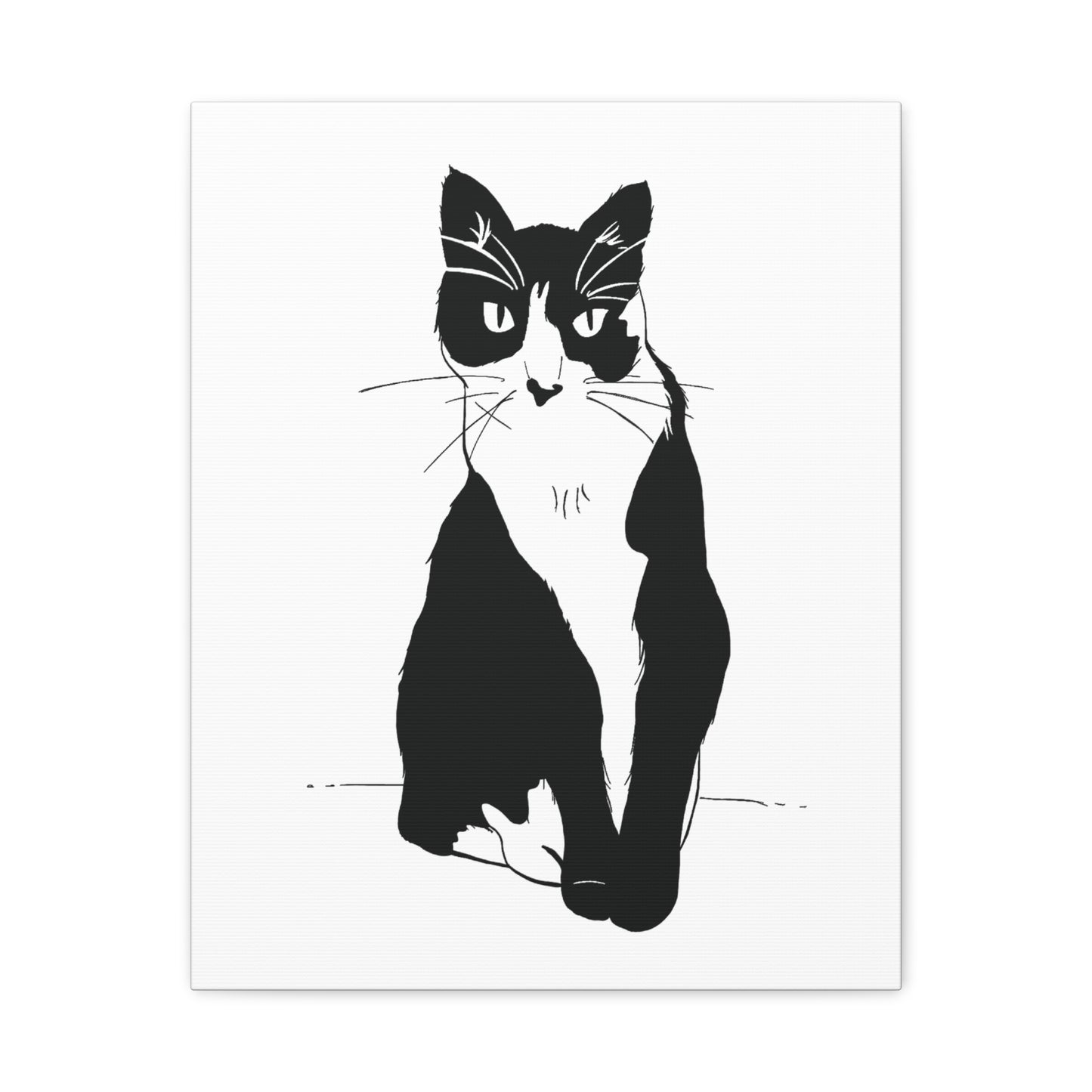 Cat Canvas Print on White (Transparent Style Cat) - Cat Drawing Art