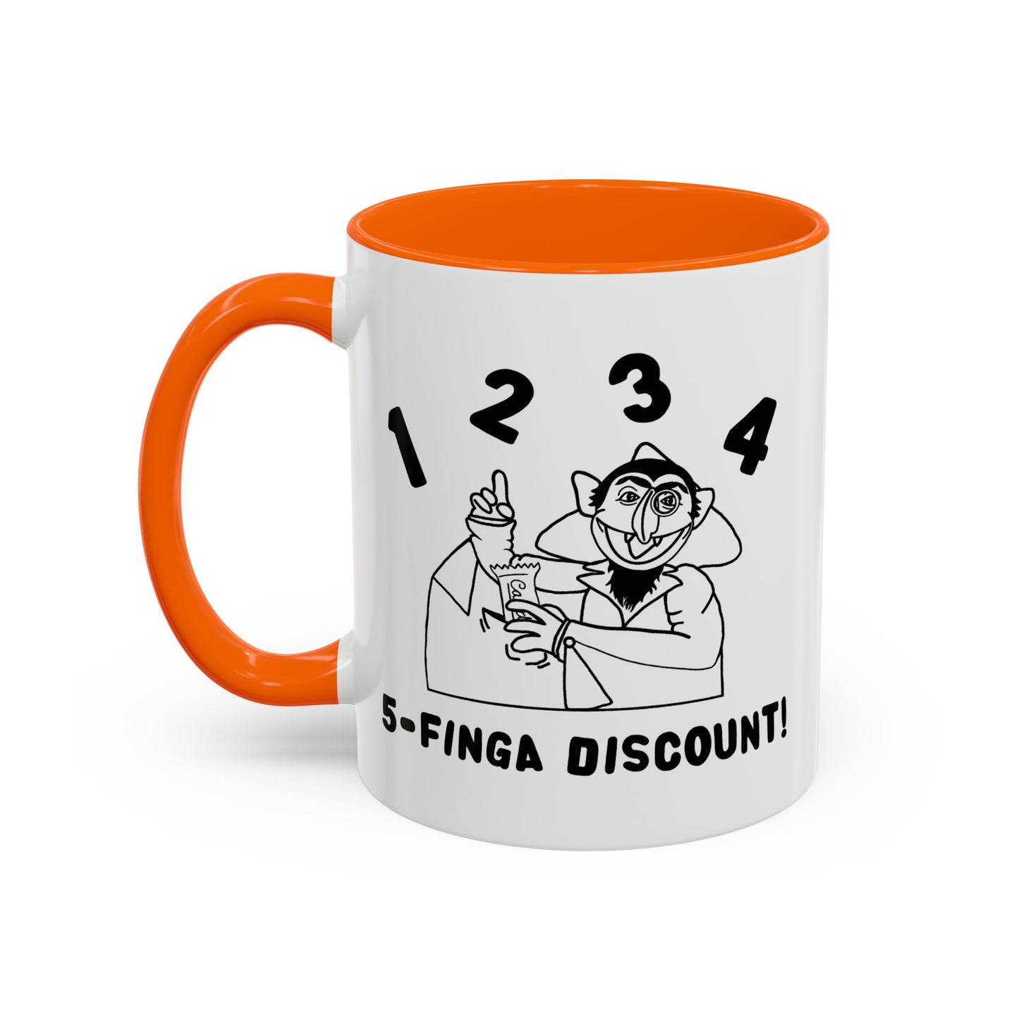 Five Finger Discount Outline Mug - Sesame Street The Count Parody Coffee Mug