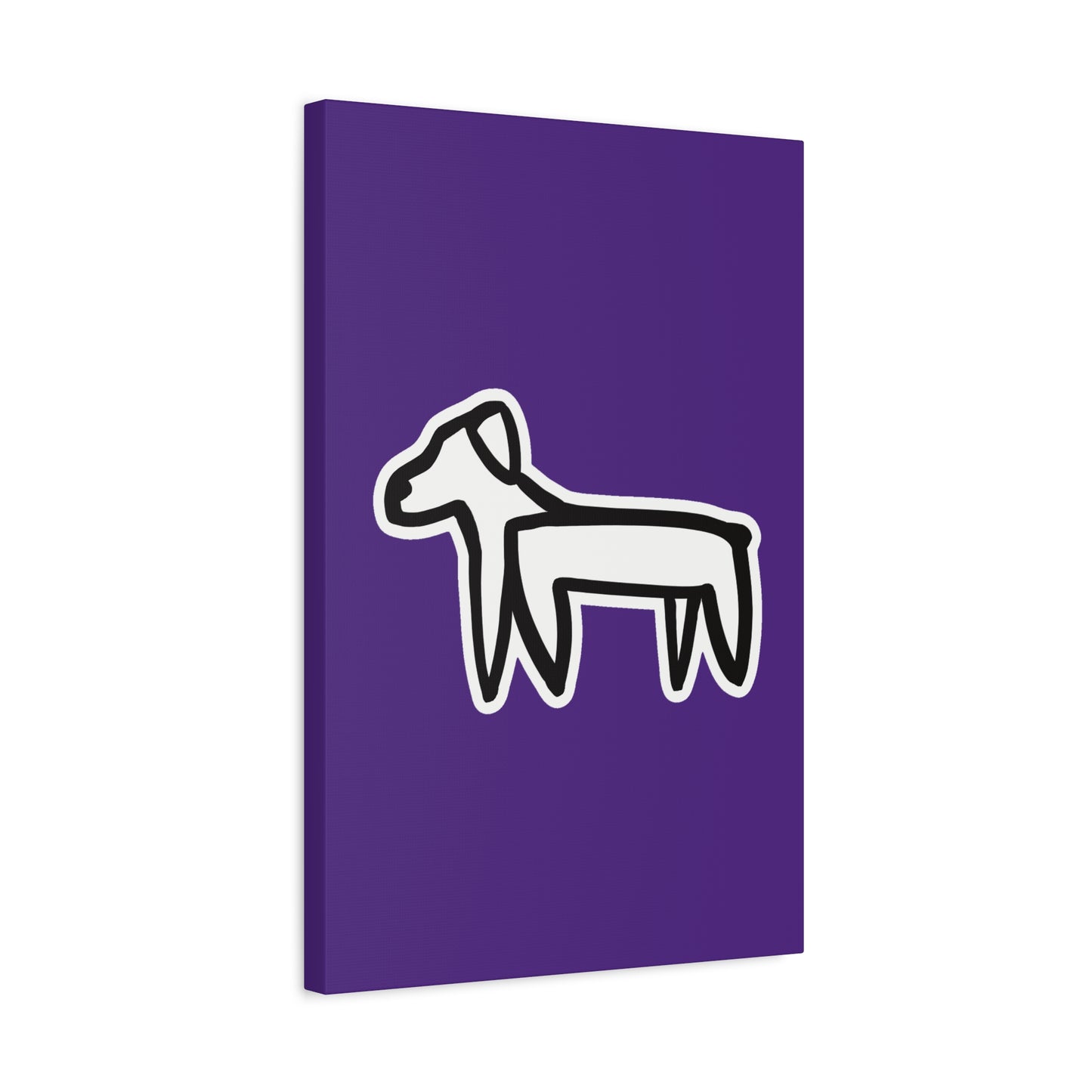 Dog Canvas Print on Purple (Sticker Style White Dog) - Dog Art Print