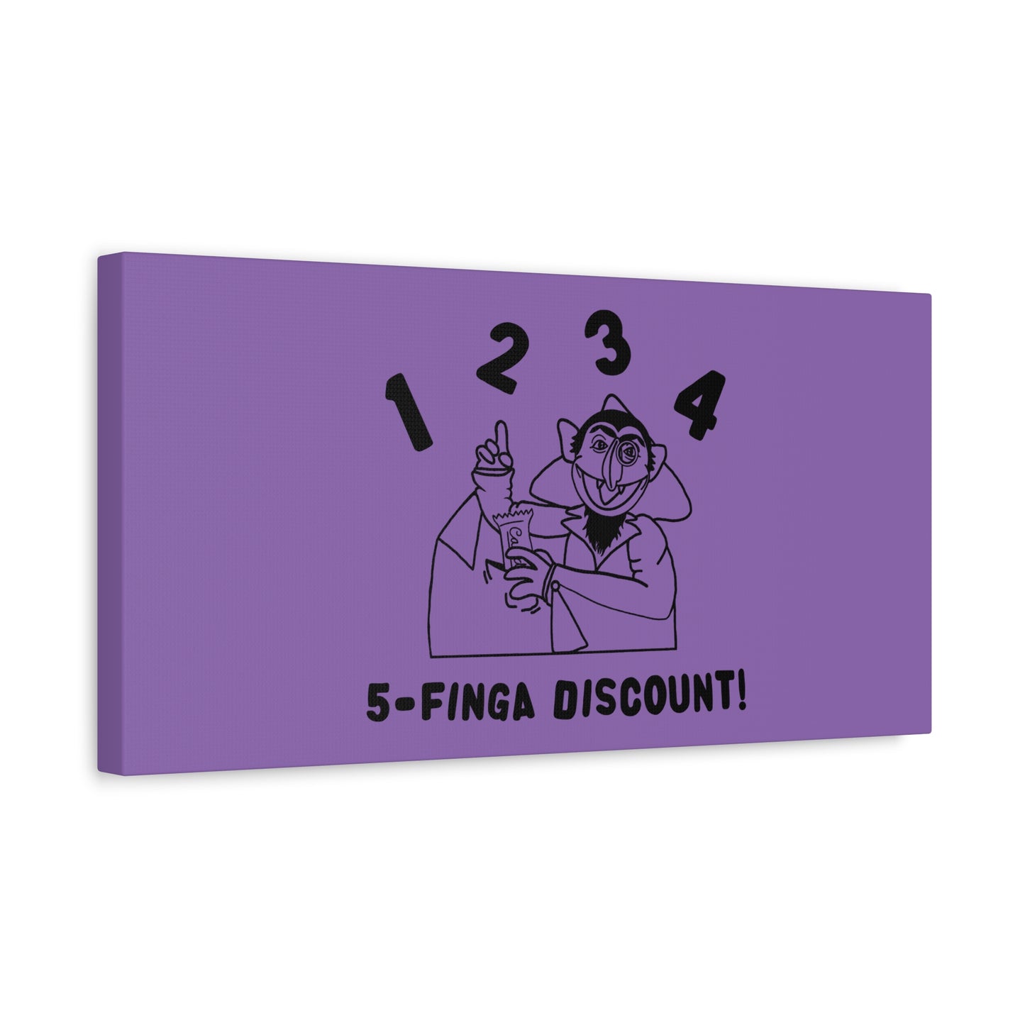 Five Finger Discount Outline Canvas Print Light Purple - Sesame Street The Count Parody Art Print
