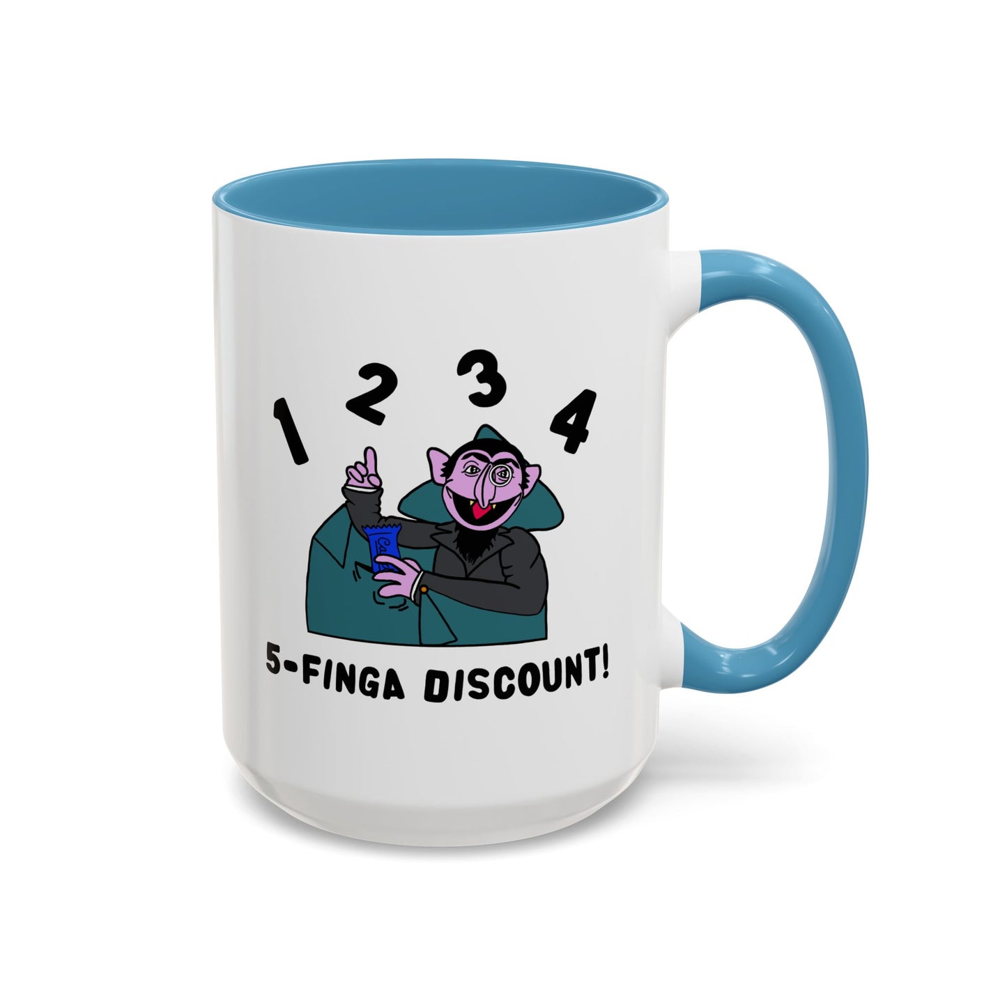 Five Finger Discount Accent Coffee Mug - Sesame Street The Count Parody Coffee Mug