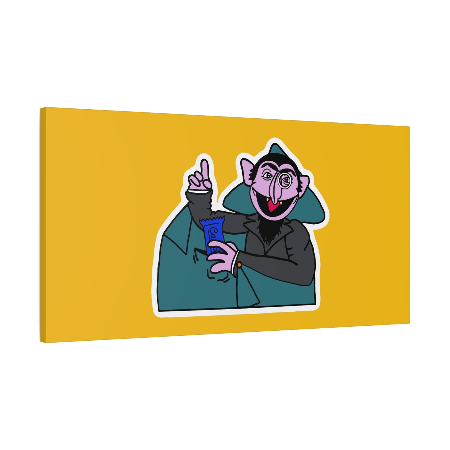 The Count Stealing Candy Canvas Print Yellow - Sesame Street The Count Parody Art