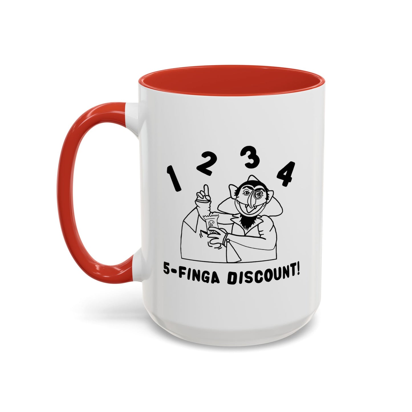 Five Finger Discount Outline Mug - Sesame Street The Count Parody Coffee Mug