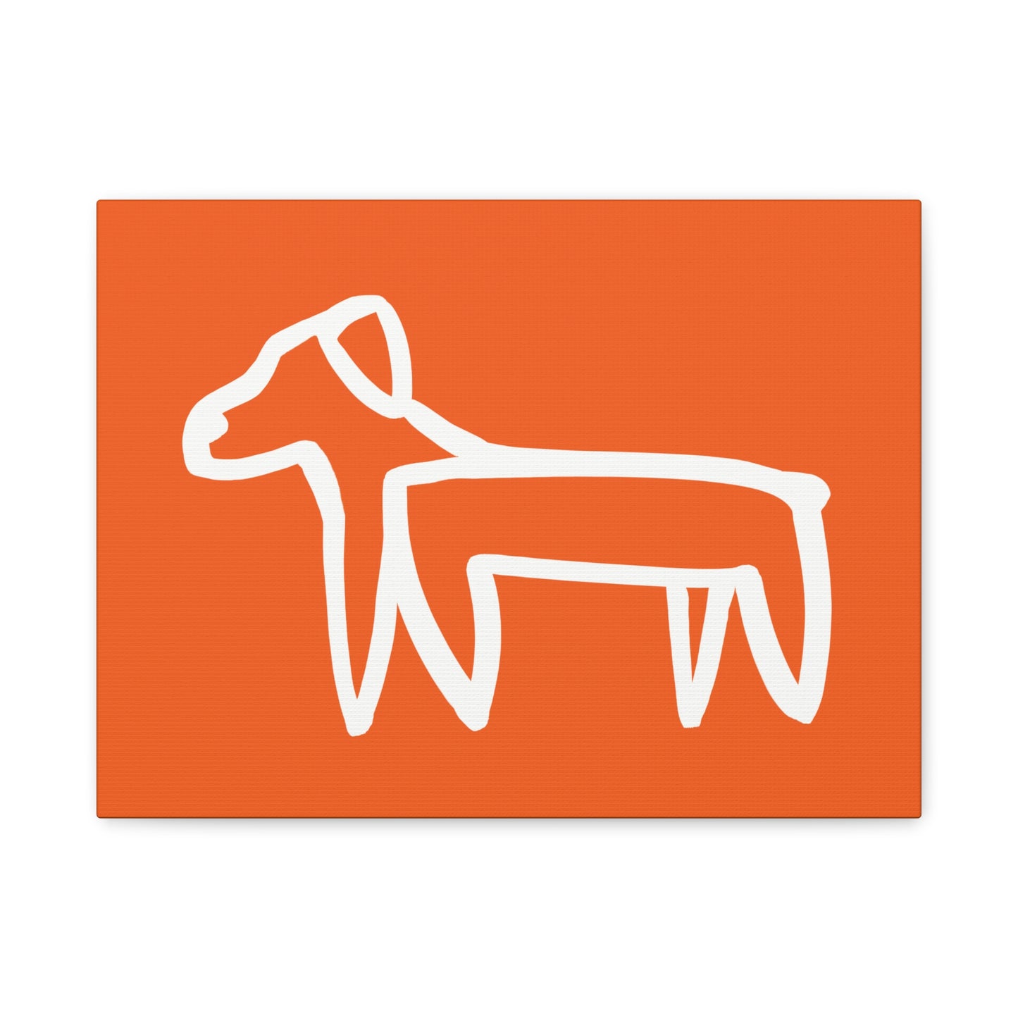 Dog Canvas Print on Orange (Transparent Style White Dog) - Dog Art Print
