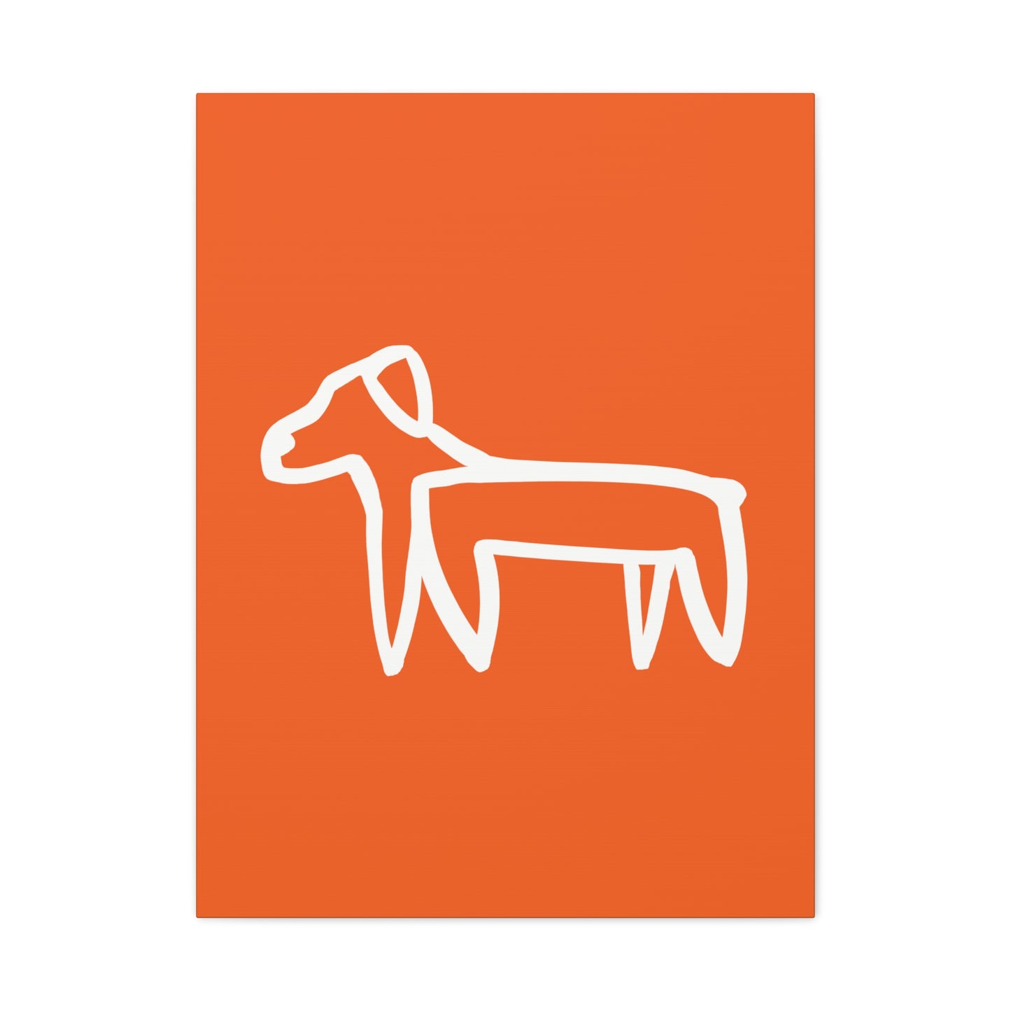 Dog Canvas Print on Orange (Transparent Style White Dog) - Dog Art Print
