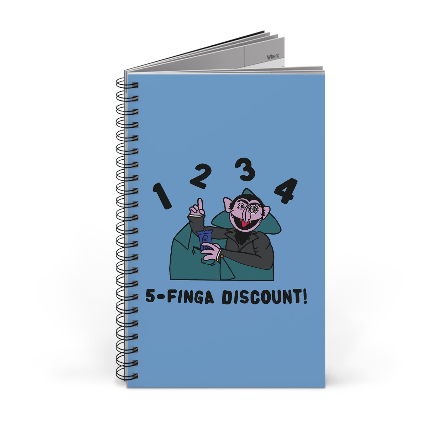 Five Finger Discount Notebook Light Blue - Sesame Street The Count Parody Notebook