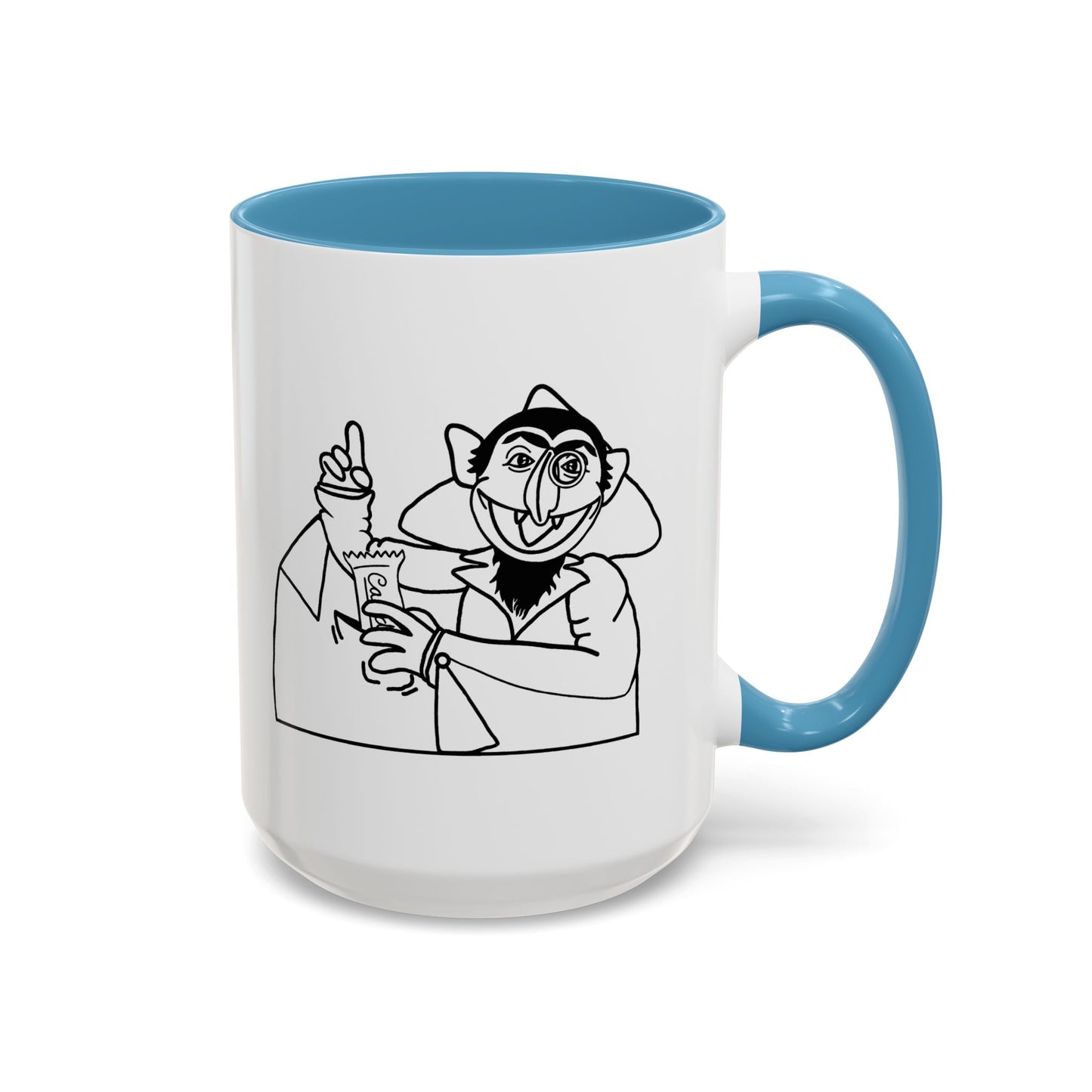 The Count Stealing Candy Outline Accent Mug - Sesame Street The Count Parody Coffee Mug