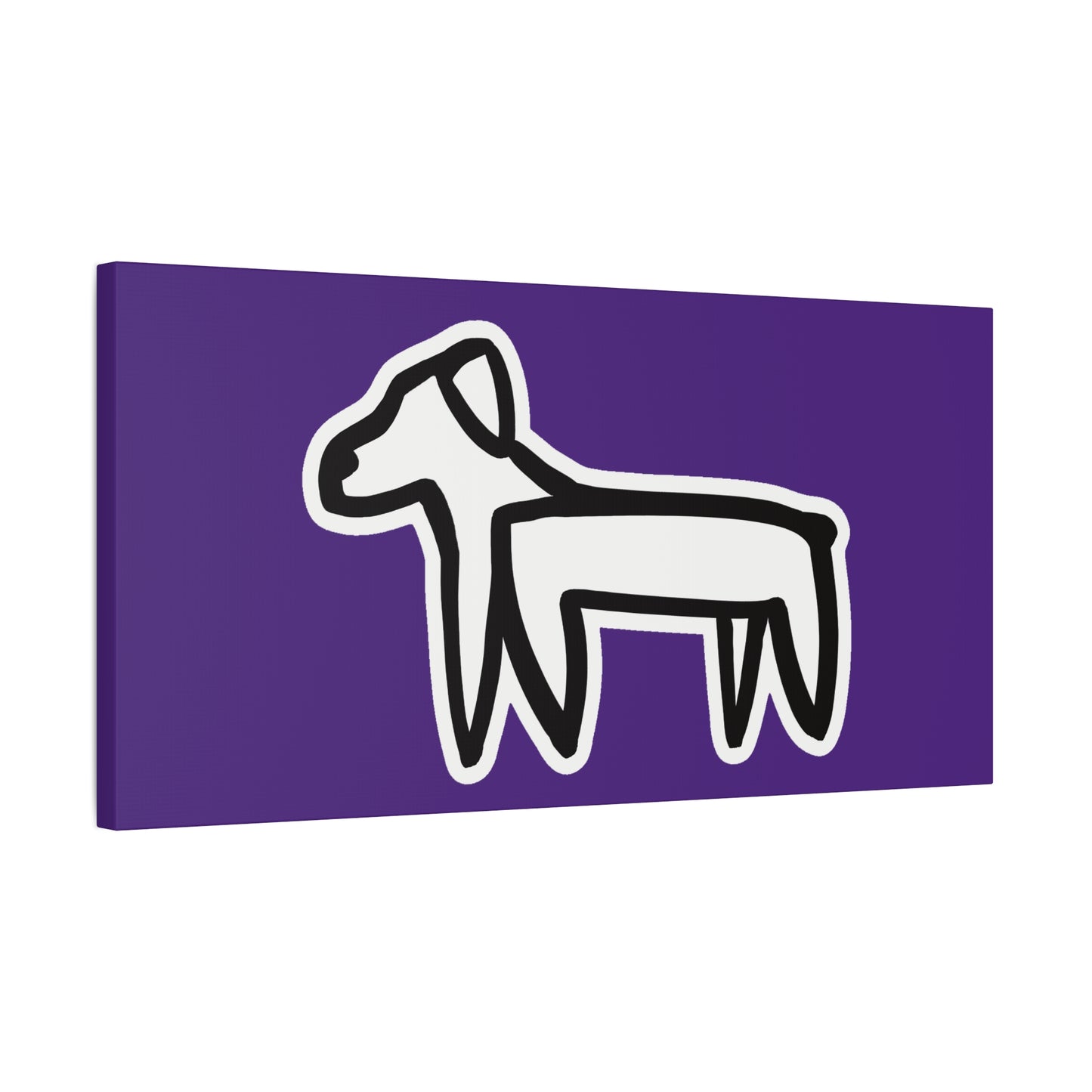 Dog Canvas Print on Purple (Sticker Style White Dog) - Dog Art Print