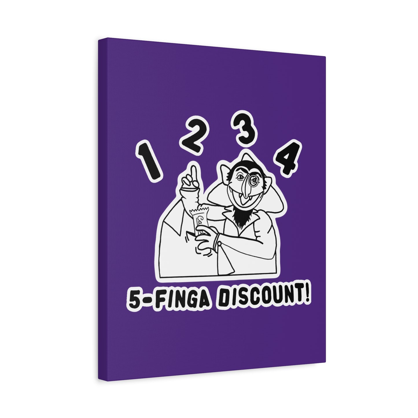 Five Finger Discount Outline Canvas Print Purple - Sesame Street The Count Parody Art Print