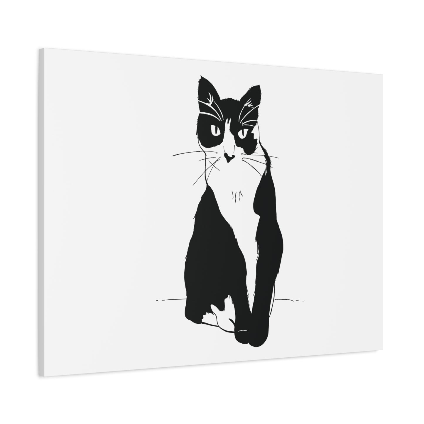 Cat Canvas Print on White (Transparent Style Cat) - Cat Drawing Art