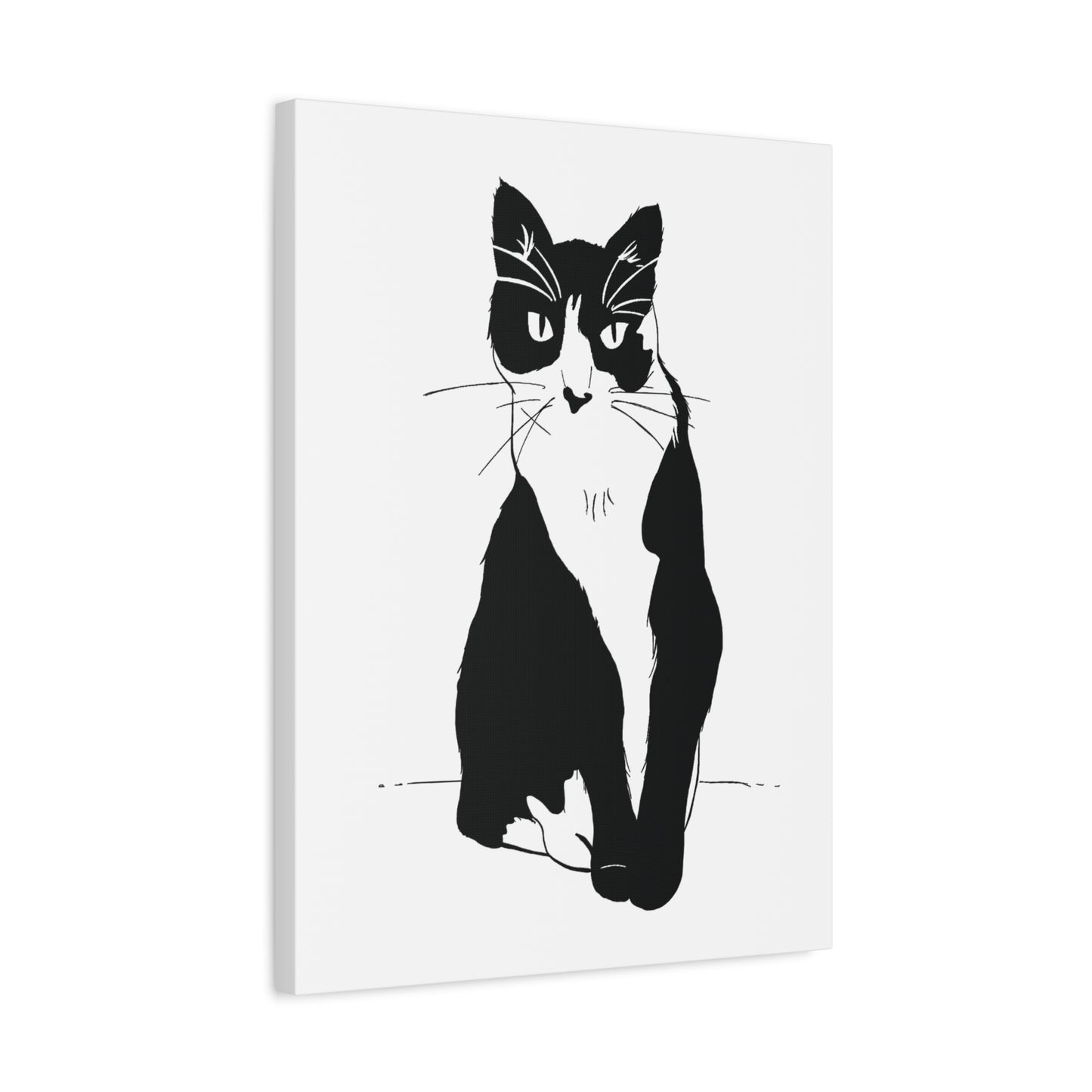 Cat Canvas Print on White (Transparent Style Cat) - Cat Drawing Art