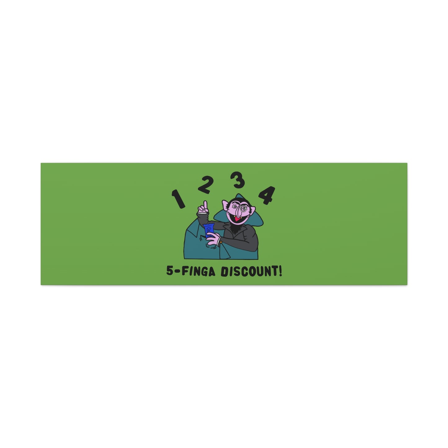 Five Finger Discount Canvas Print Green - Sesame Street The Count Parody Art Print