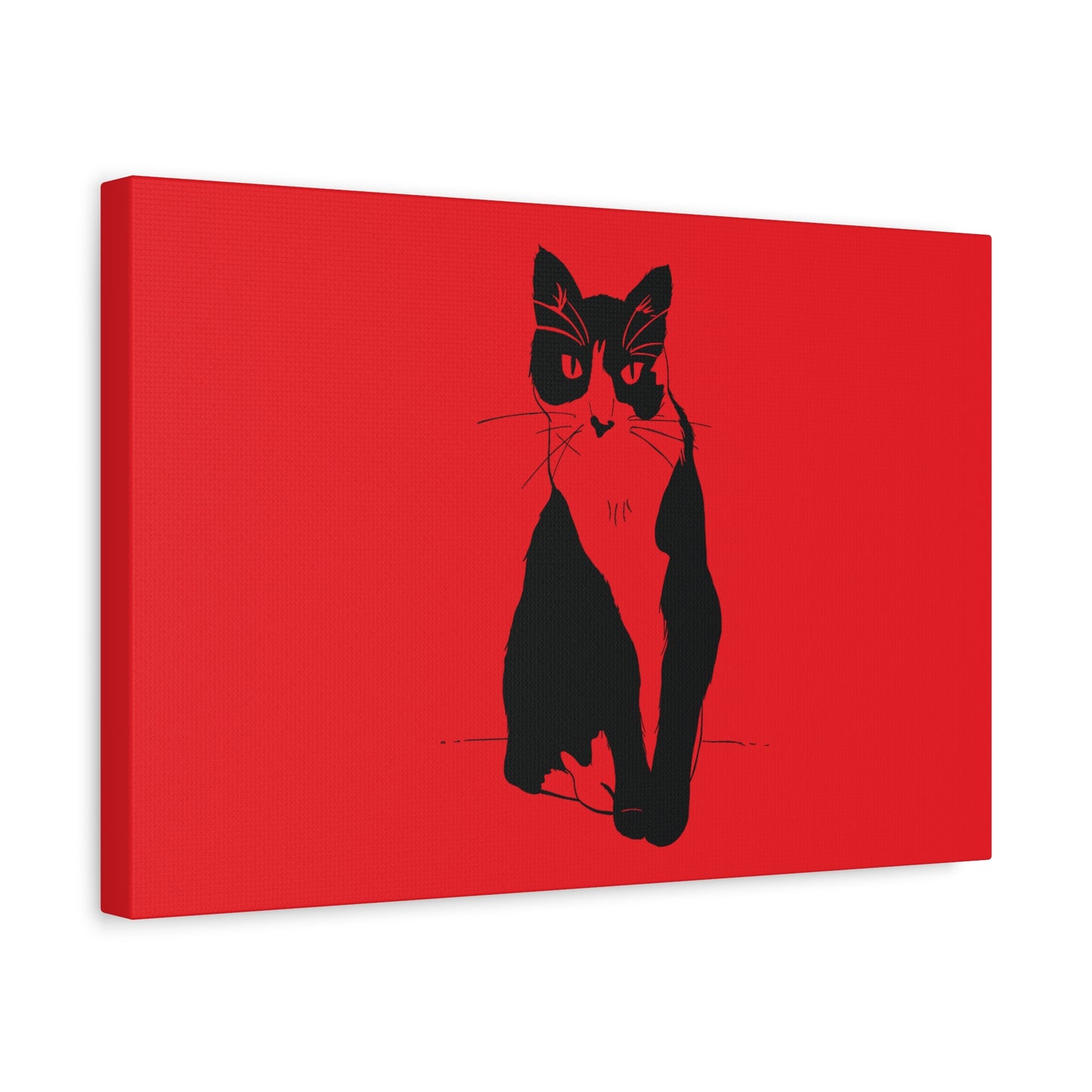 Cat Canvas Print on Red (Transparent Style Cat) - Cat Drawing Art