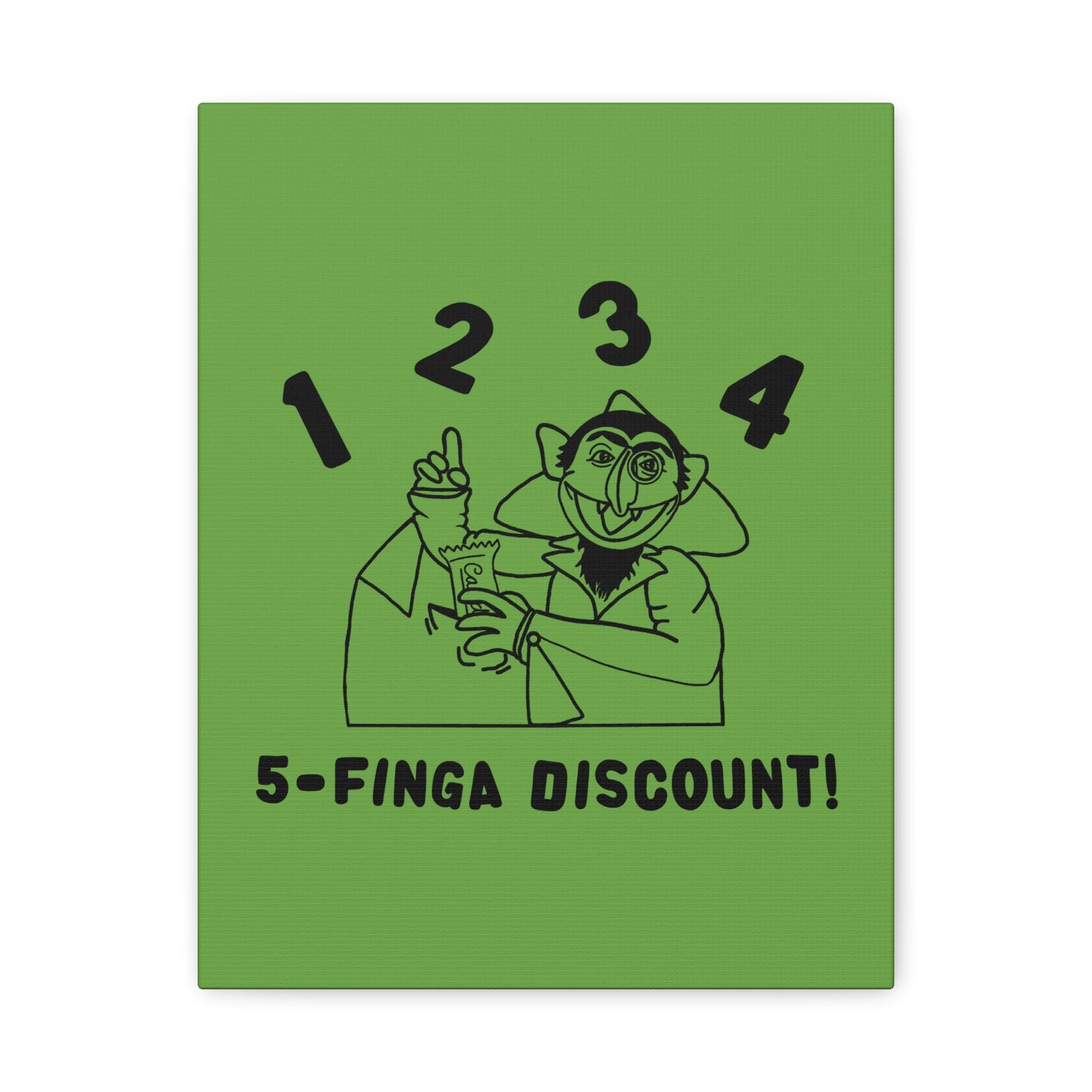 Five Finger Discount Outline Canvas Print Green - Sesame Street The Count Parody Art Print