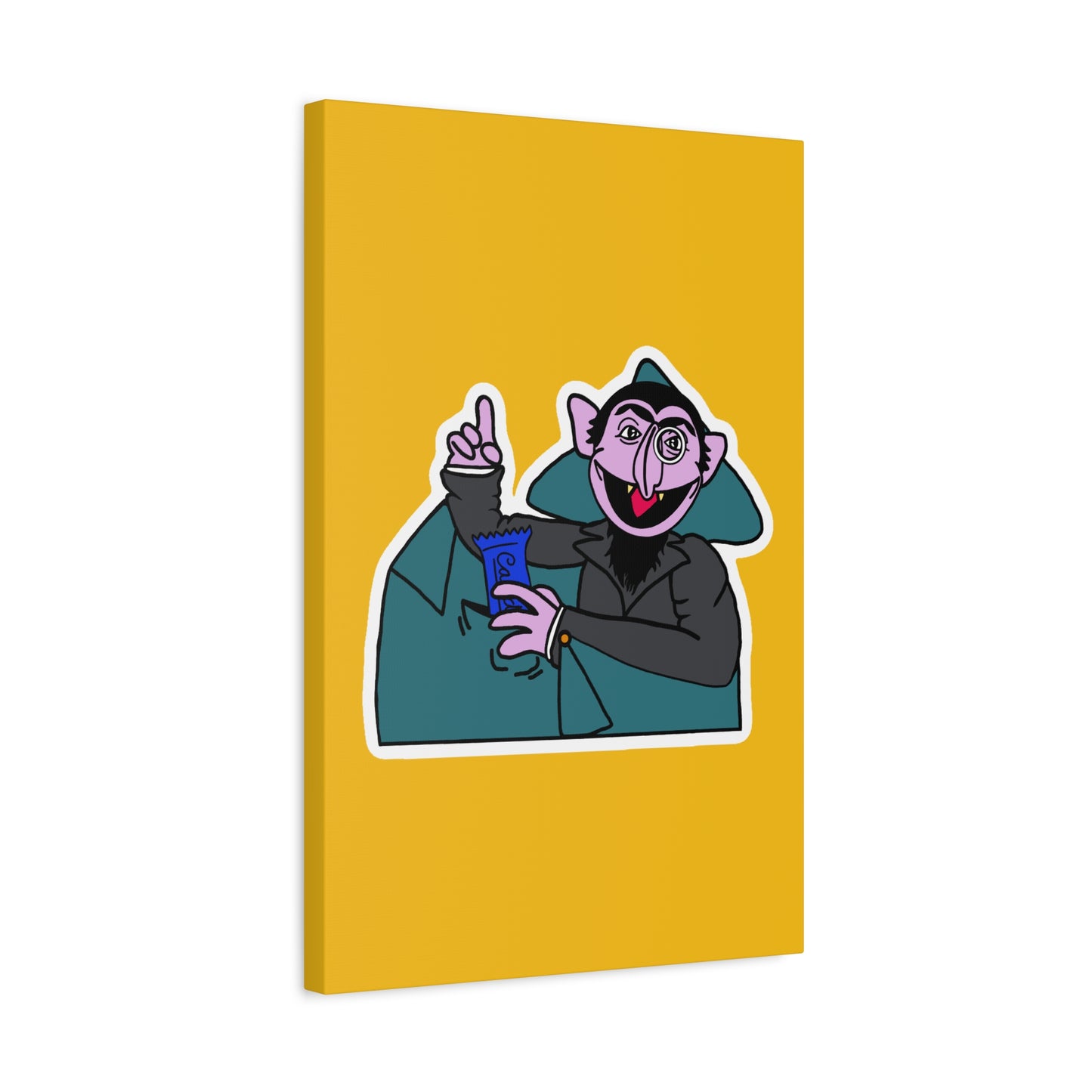 The Count Stealing Candy Canvas Print Yellow - Sesame Street The Count Parody Art