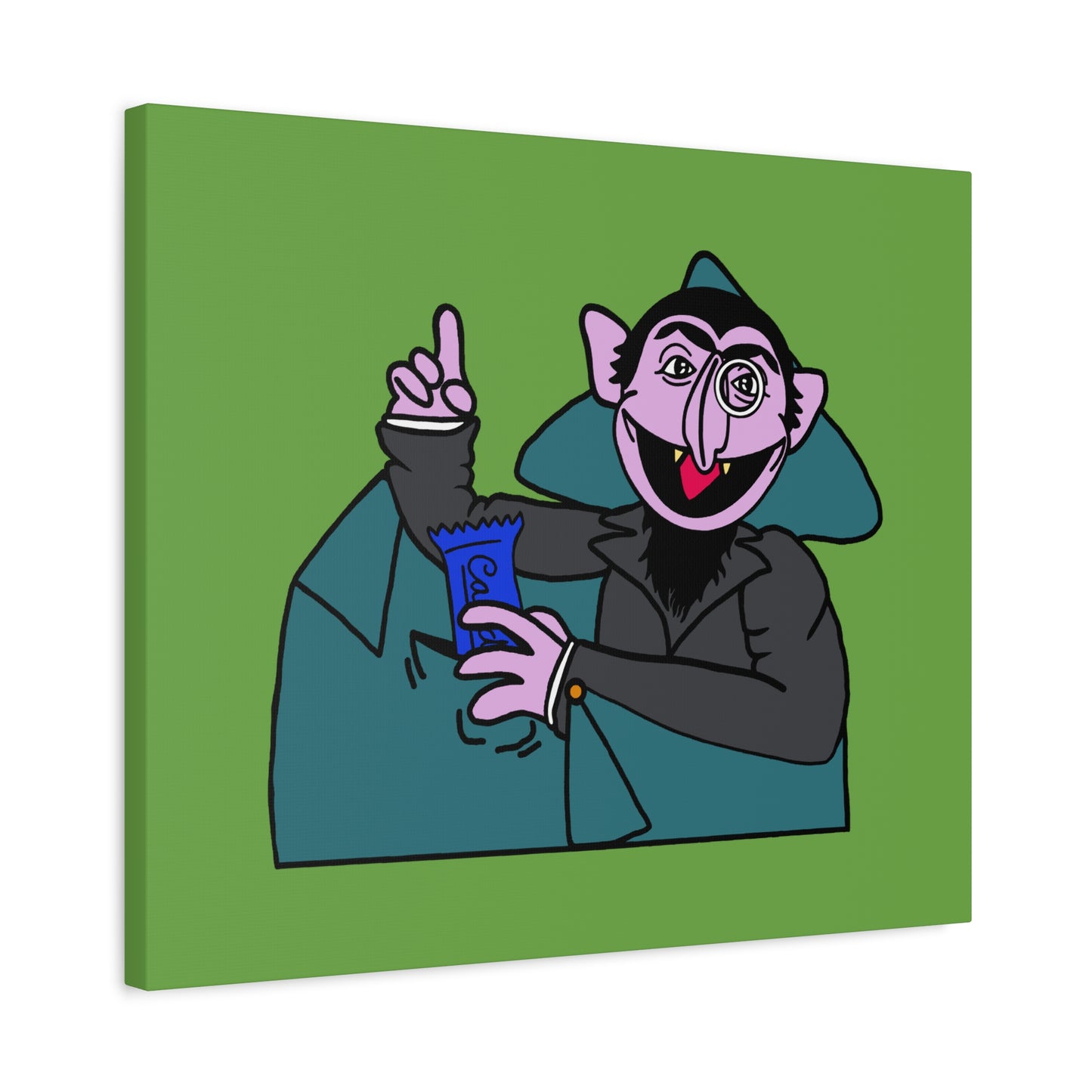 The Count Stealing Candy Canvas Print Green - Sesame Street The Count Parody Art