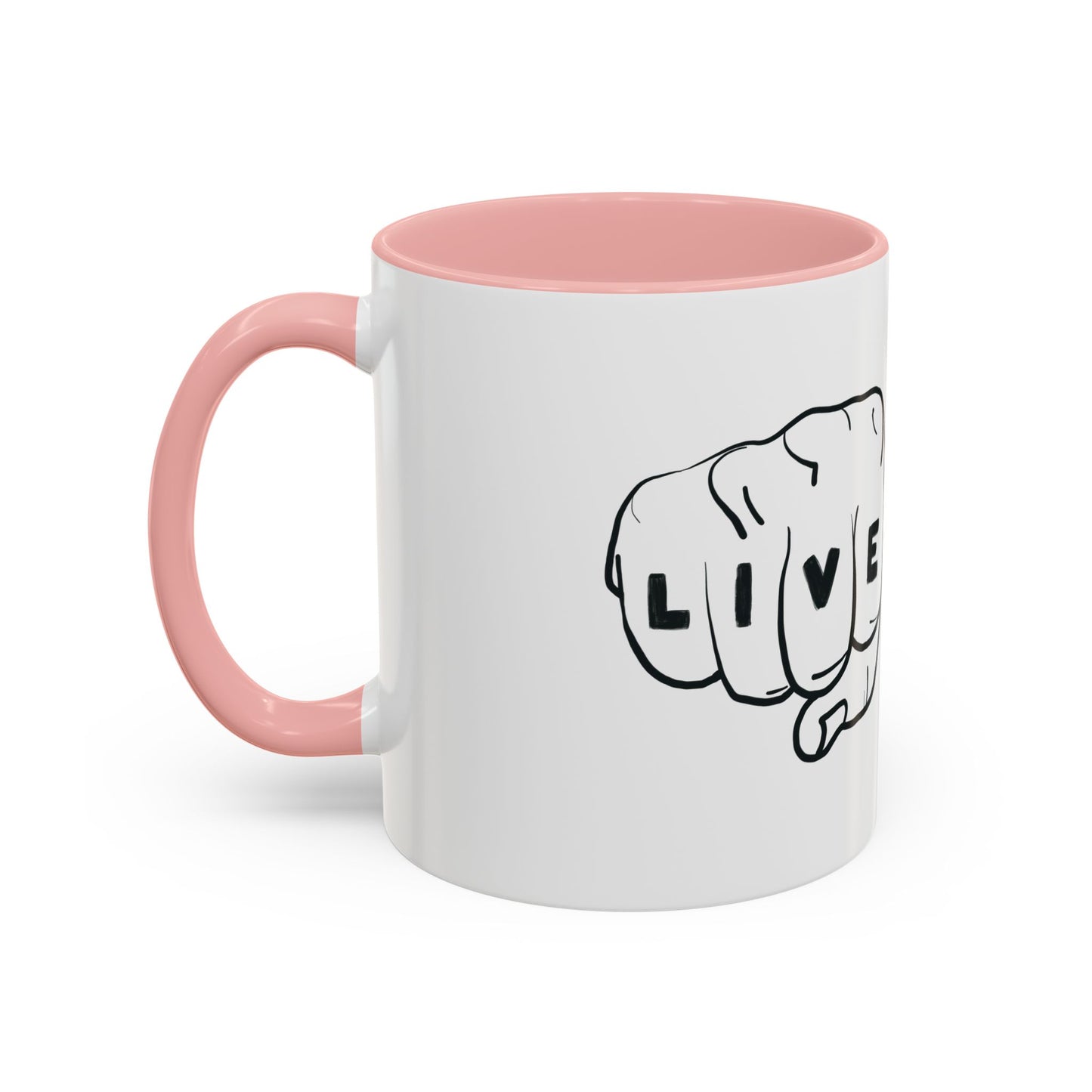 Live Loud Knuckle Tats Tattooed Fists Accent Mug