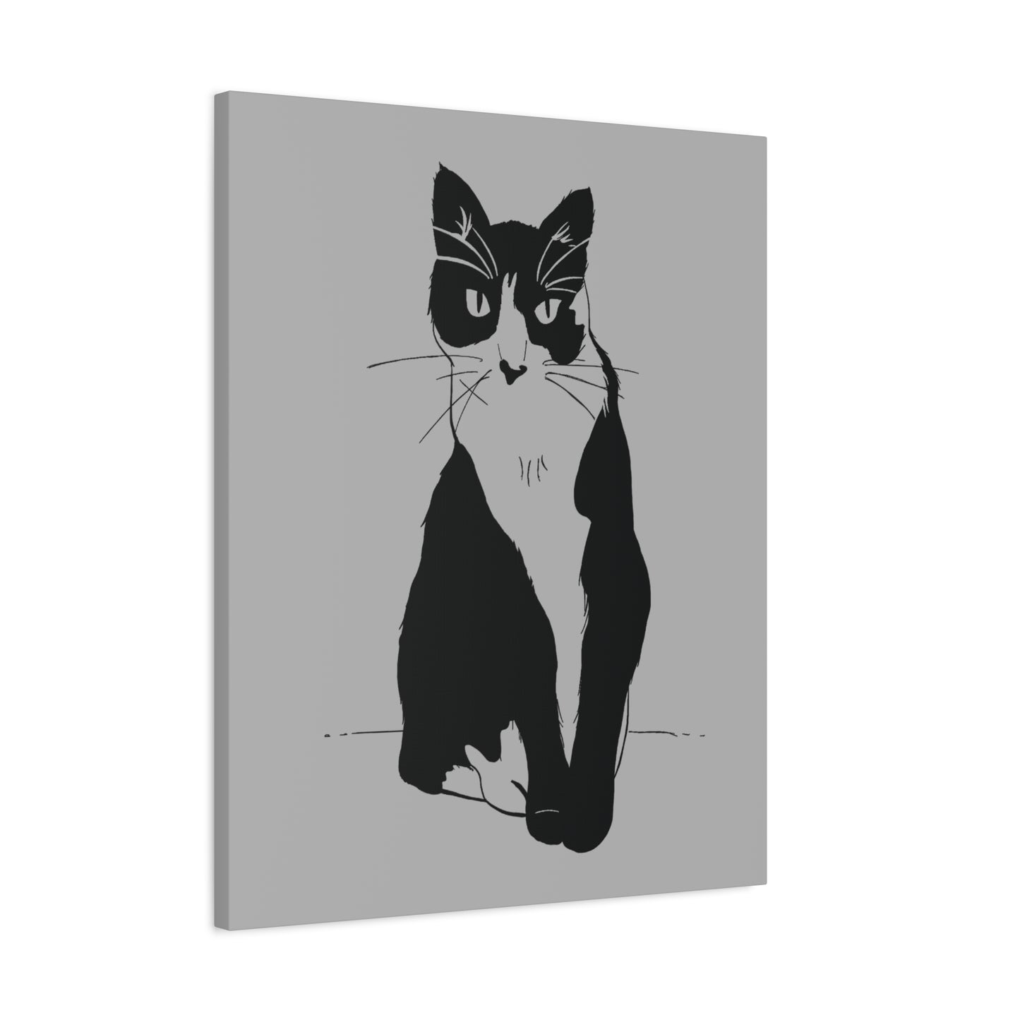 Cat Canvas Print on Grey (Transparent Style Cat) - Cat Drawing Art