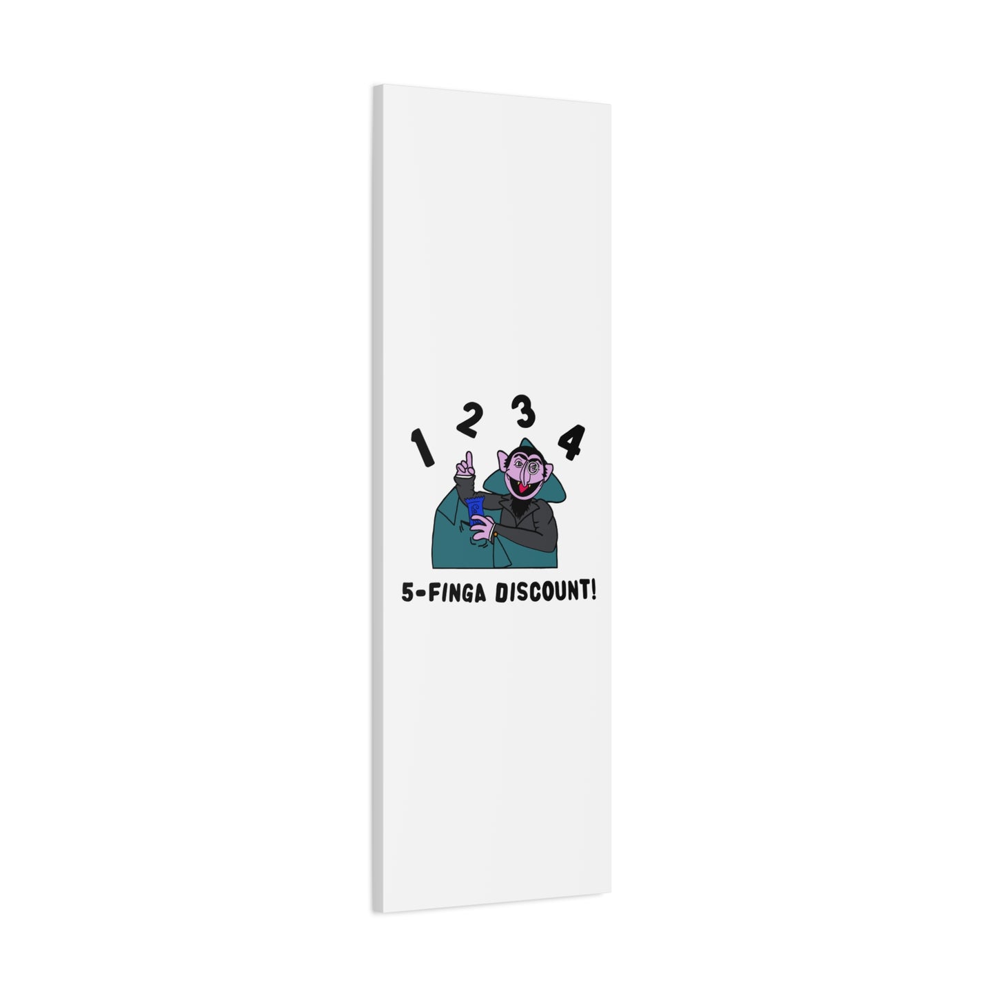 Five Finger Discount Canvas Print White - Sesame Street The Count Parody Art Print