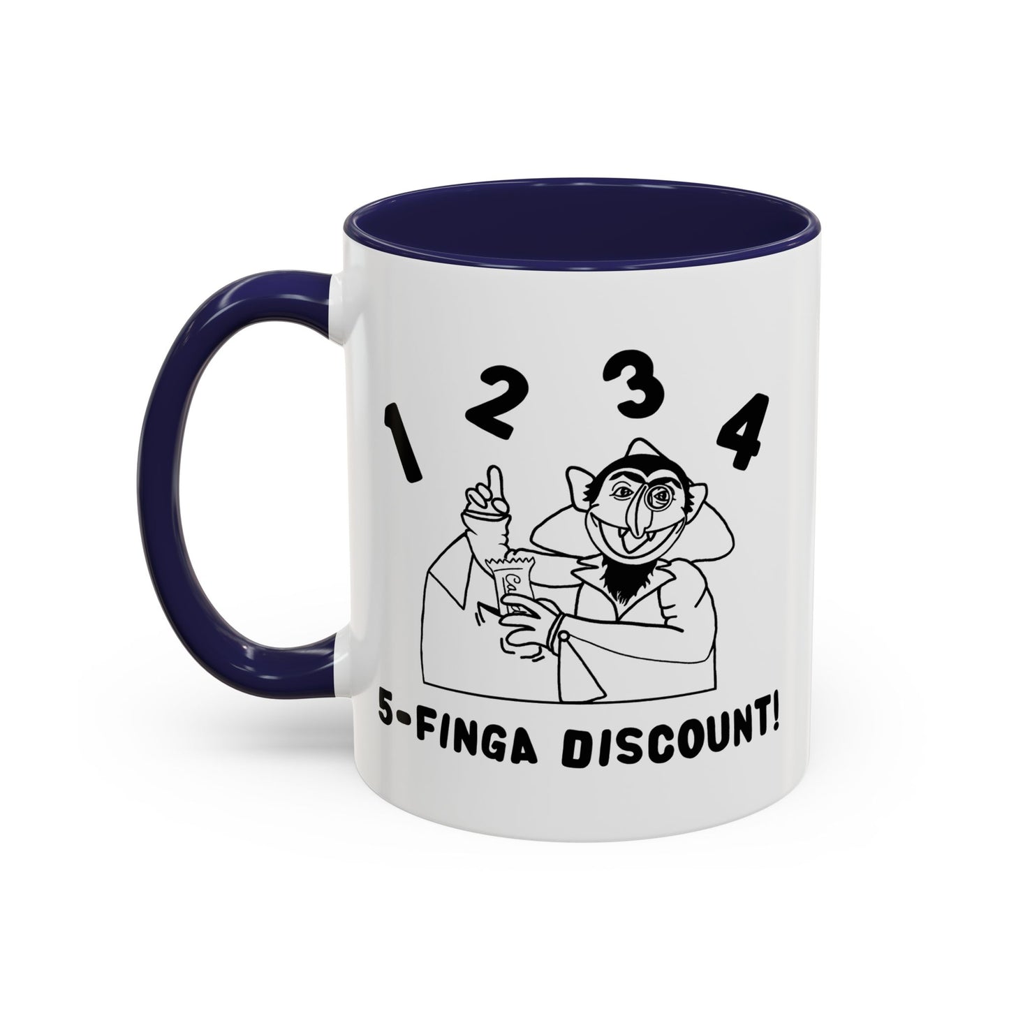 Five Finger Discount Outline Mug - Sesame Street The Count Parody Coffee Mug