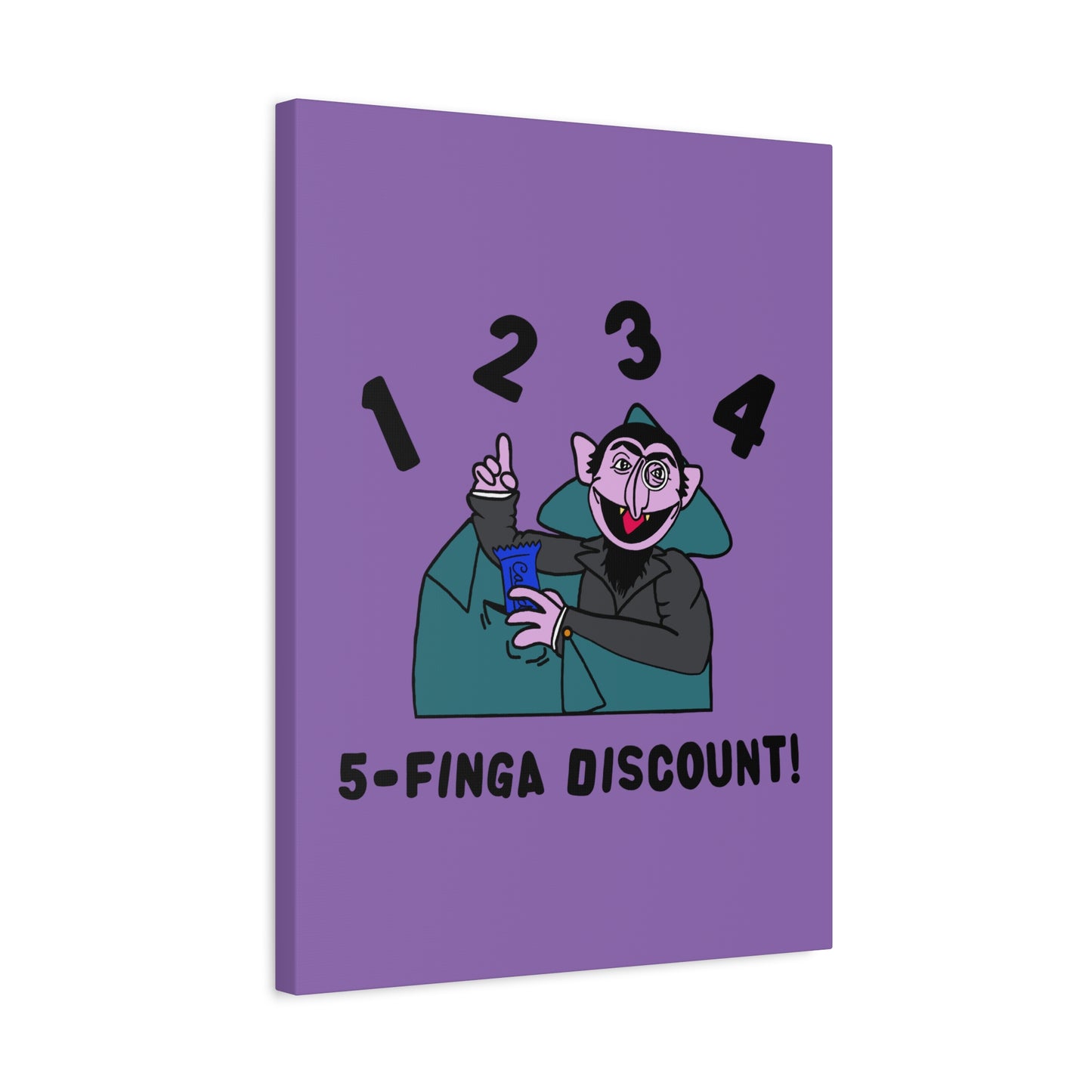 Five Finger Discount Canvas Print Light Purple - Sesame Street The Count Parody Art Print