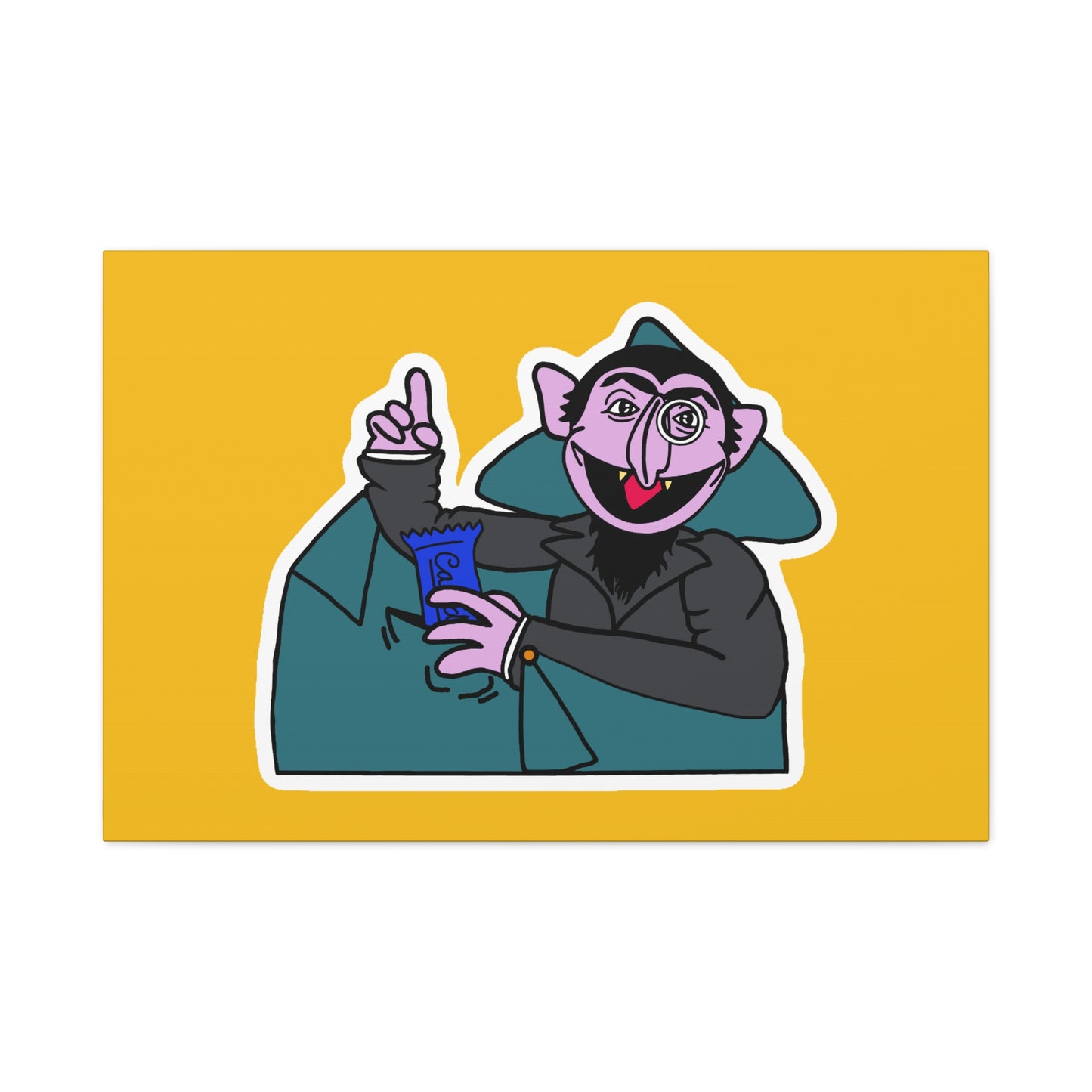 The Count Stealing Candy Canvas Print Yellow - Sesame Street The Count Parody Art