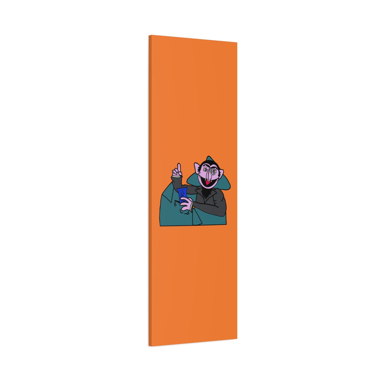 The Count Stealing Candy Canvas Print Orange - Sesame Street The Count Parody Art